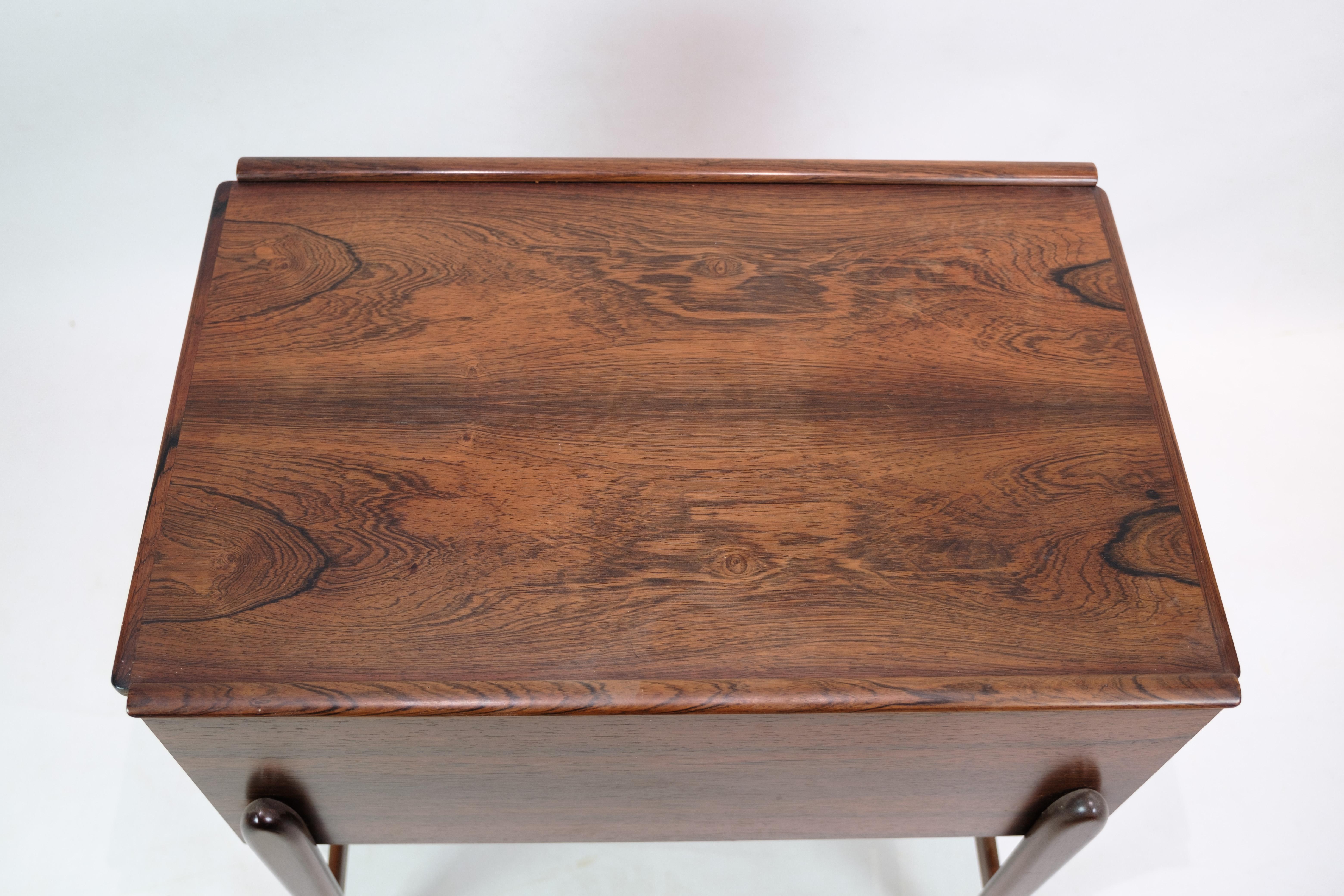 Sewing Table With Wheels & Built-In Drawers Made In Rosewood From 1960s 6