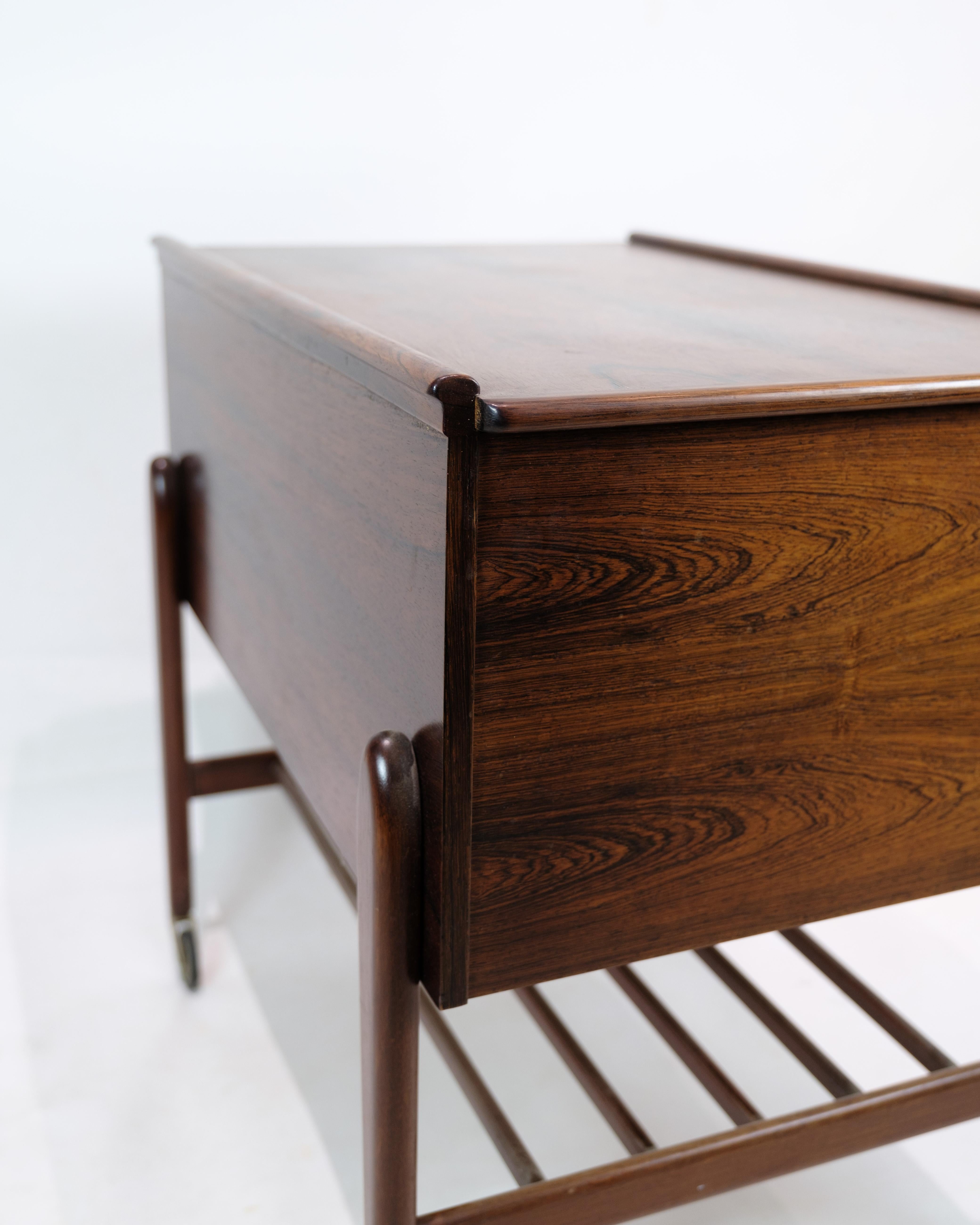 Sewing Table With Wheels & Built-In Drawers Made In Rosewood From 1960s 2