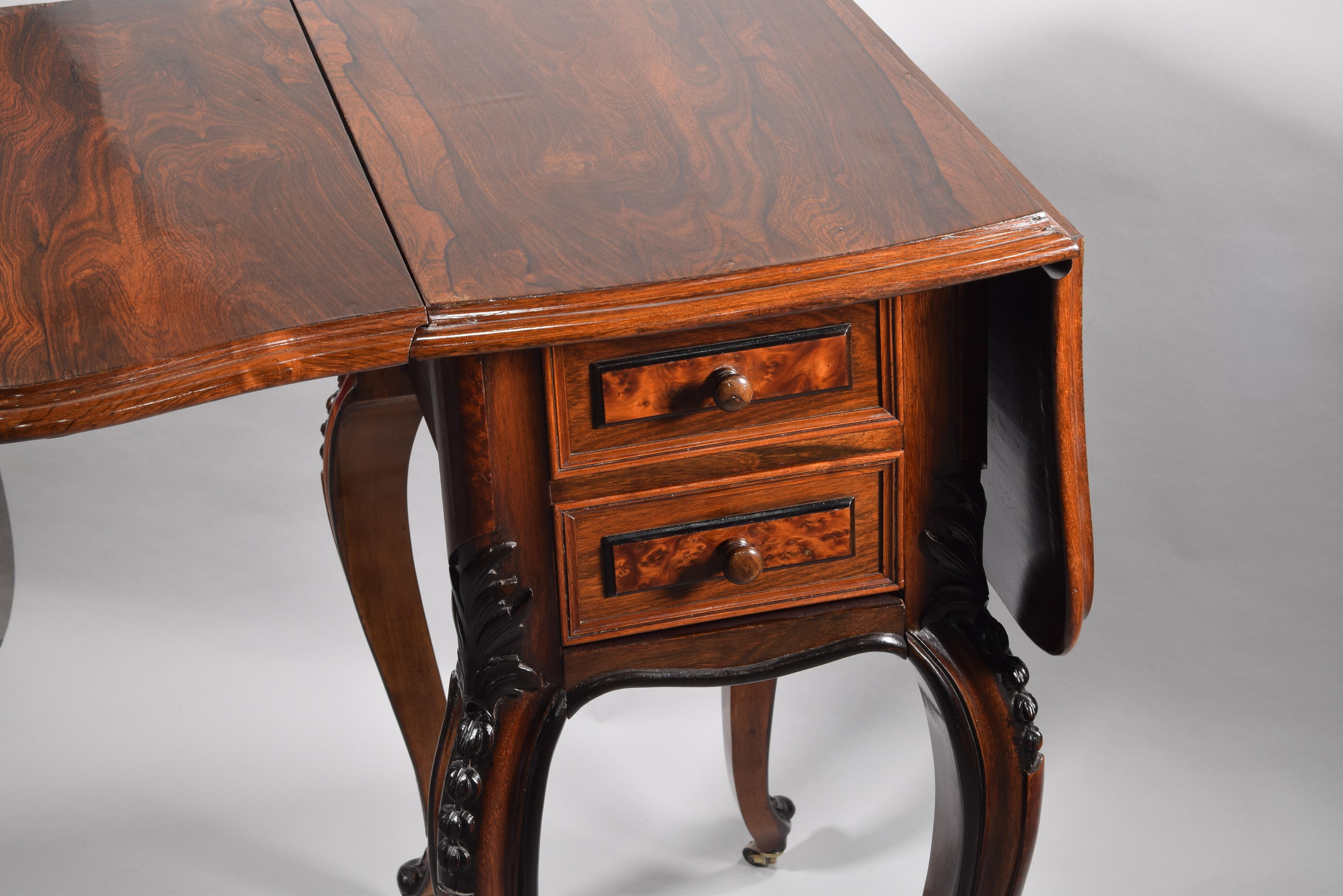 Sewing Table with Wings, Palosanto or Rosewood Wood, 19th Century For Sale 4