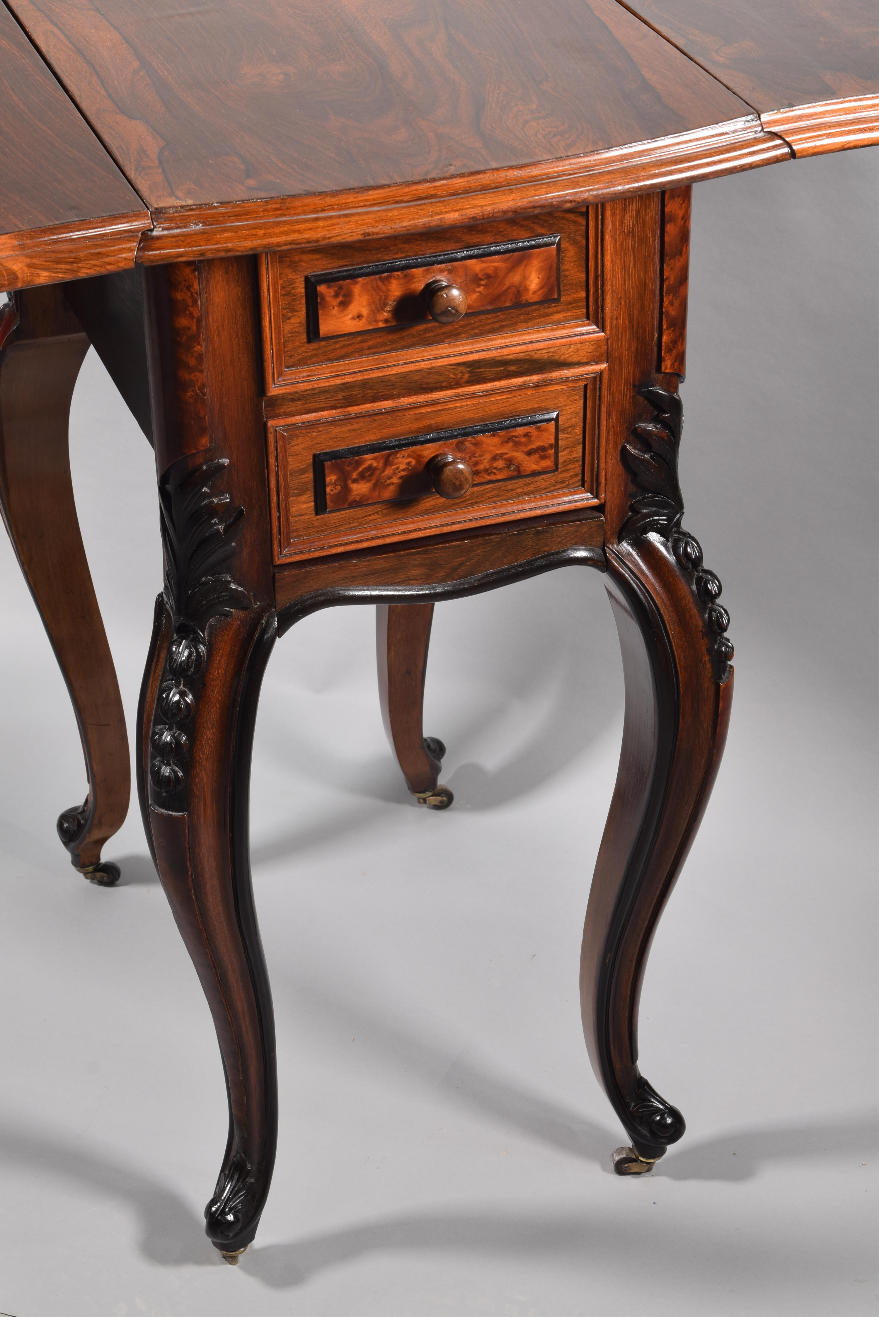 Sewing Table with Wings, Palosanto or Rosewood Wood, 19th Century For Sale 5