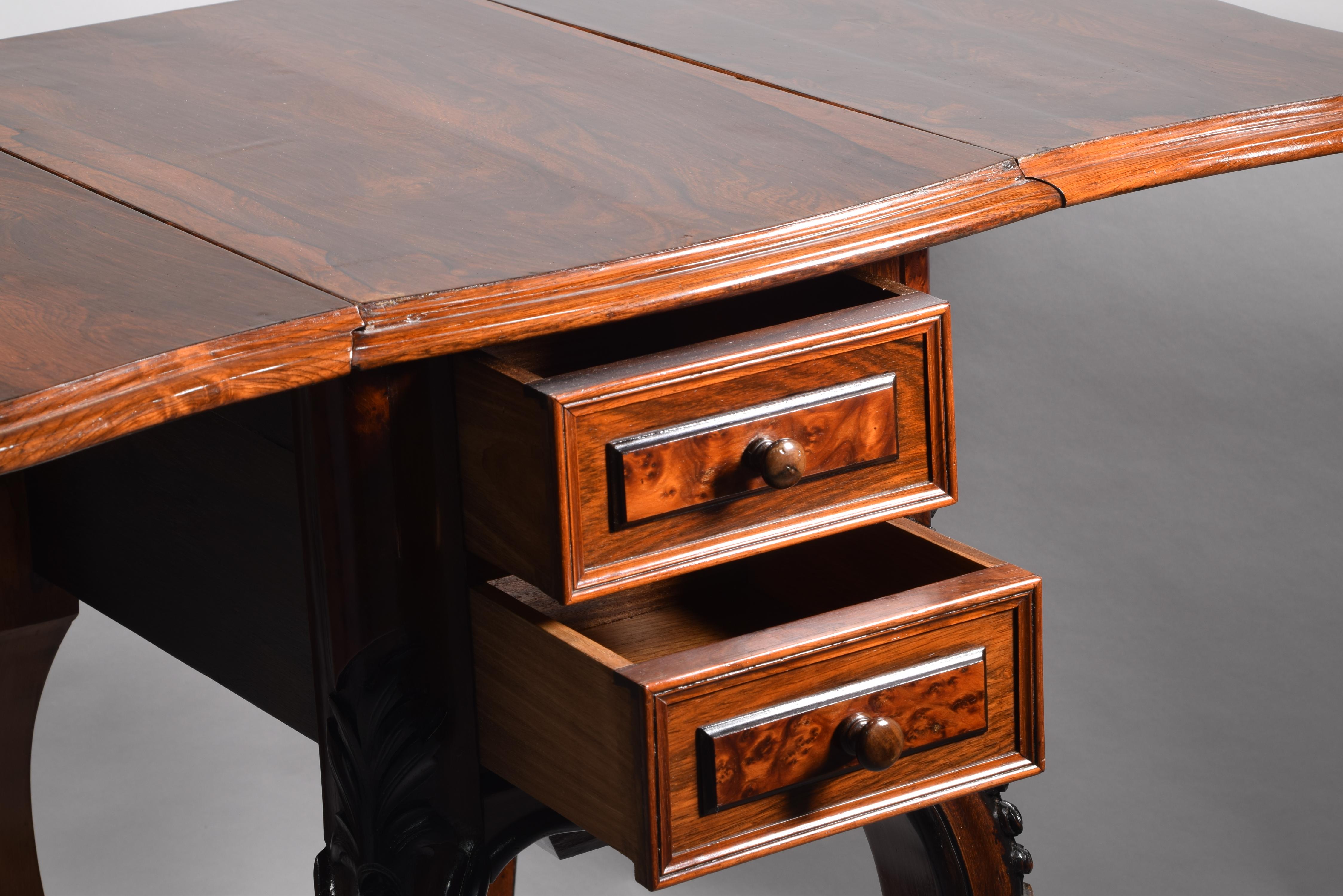 Sewing Table with Wings, Palosanto or Rosewood Wood, 19th Century For Sale 8