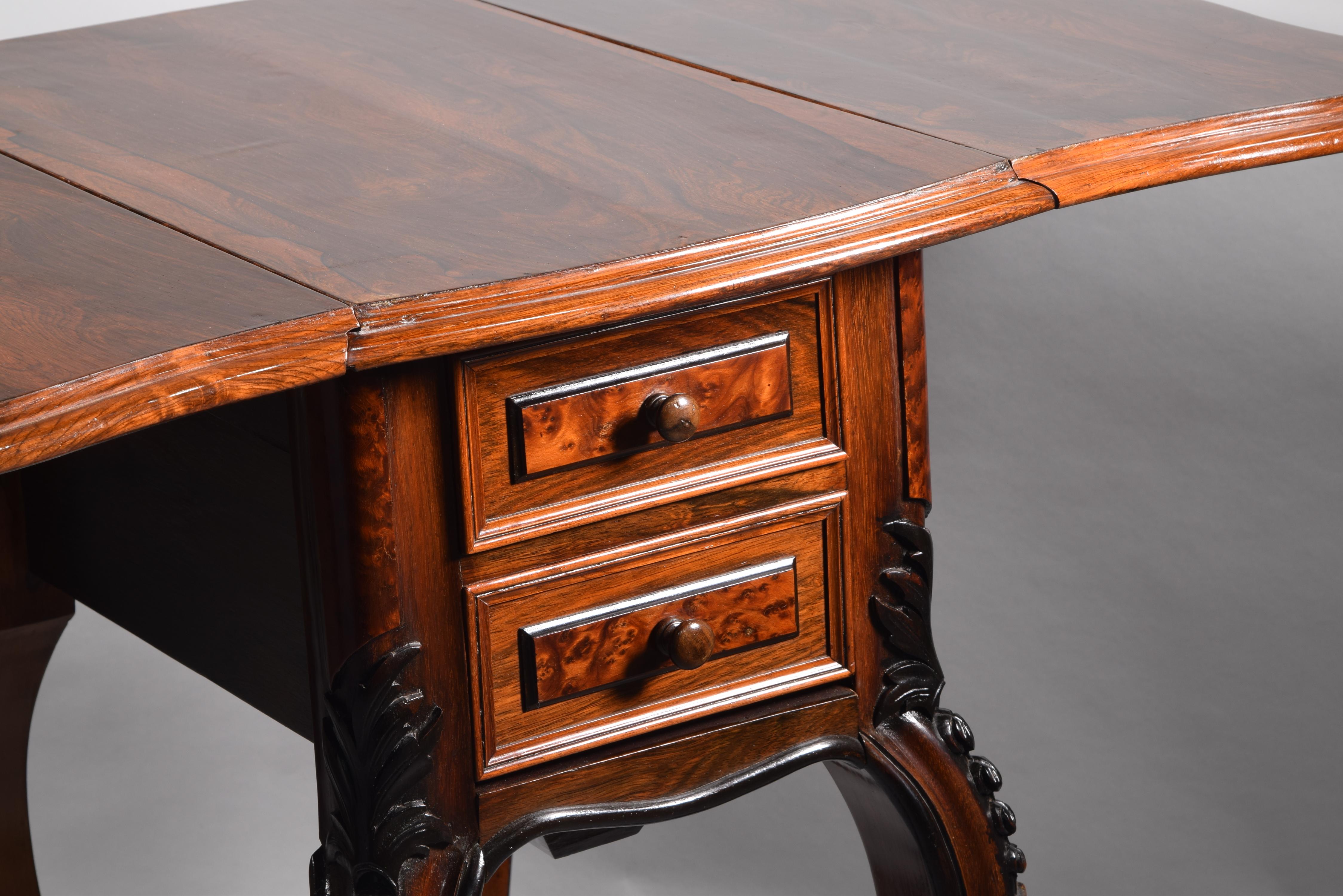 Sewing Table with Wings, Palosanto or Rosewood Wood, 19th Century For Sale 9