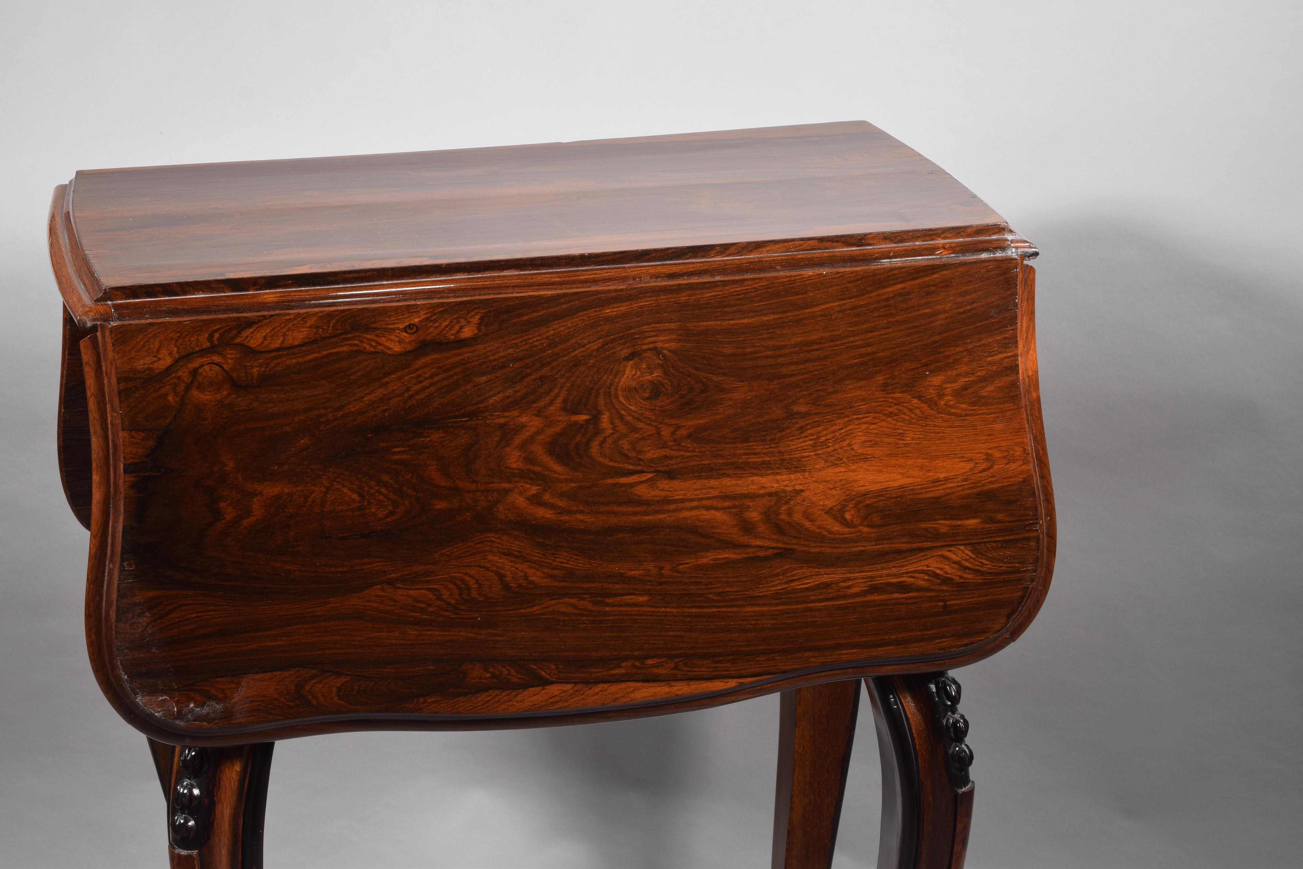 Sewing Table with Wings, Palosanto or Rosewood Wood, 19th Century For Sale 10