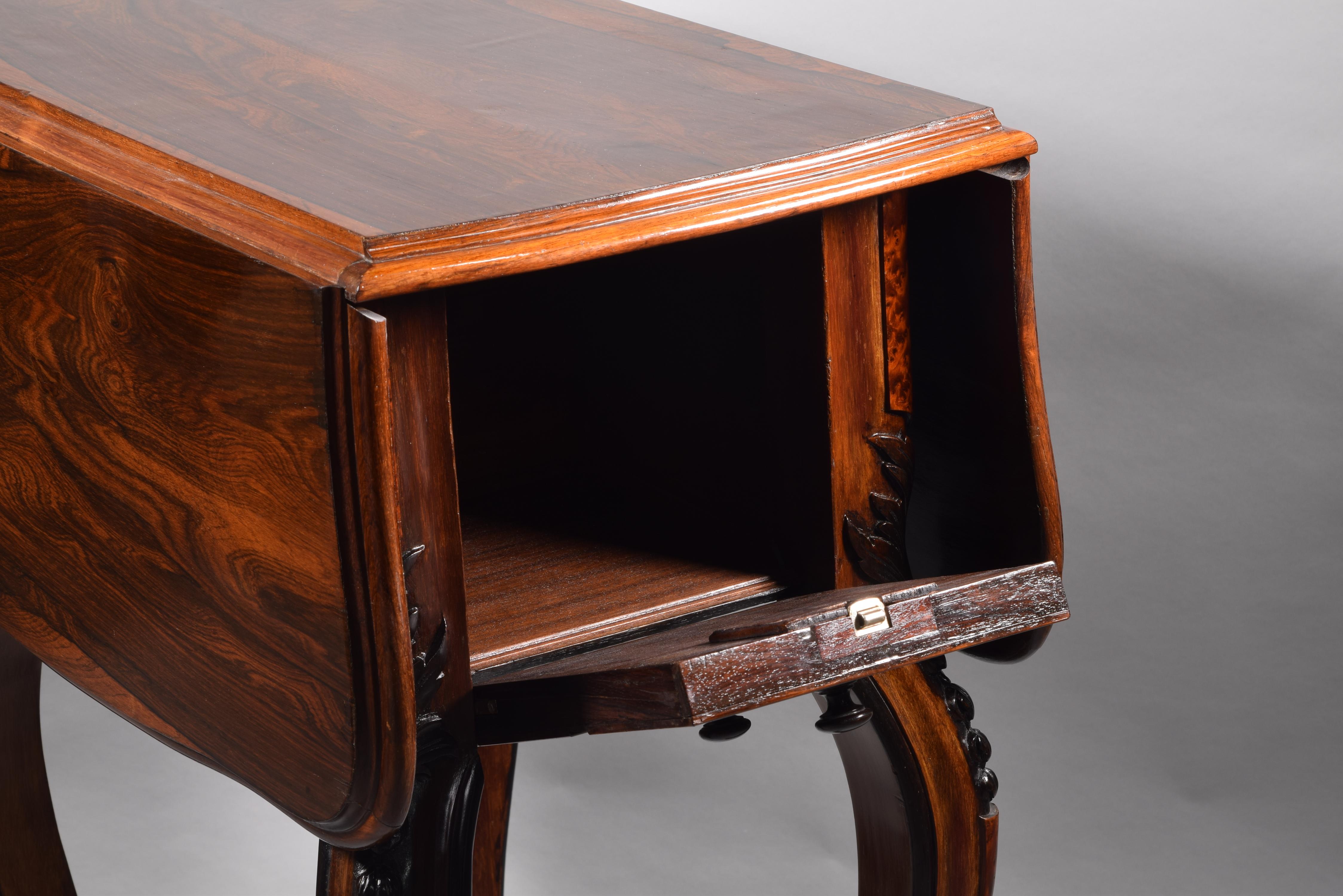 Sewing Table with Wings, Palosanto or Rosewood Wood, 19th Century For Sale 12