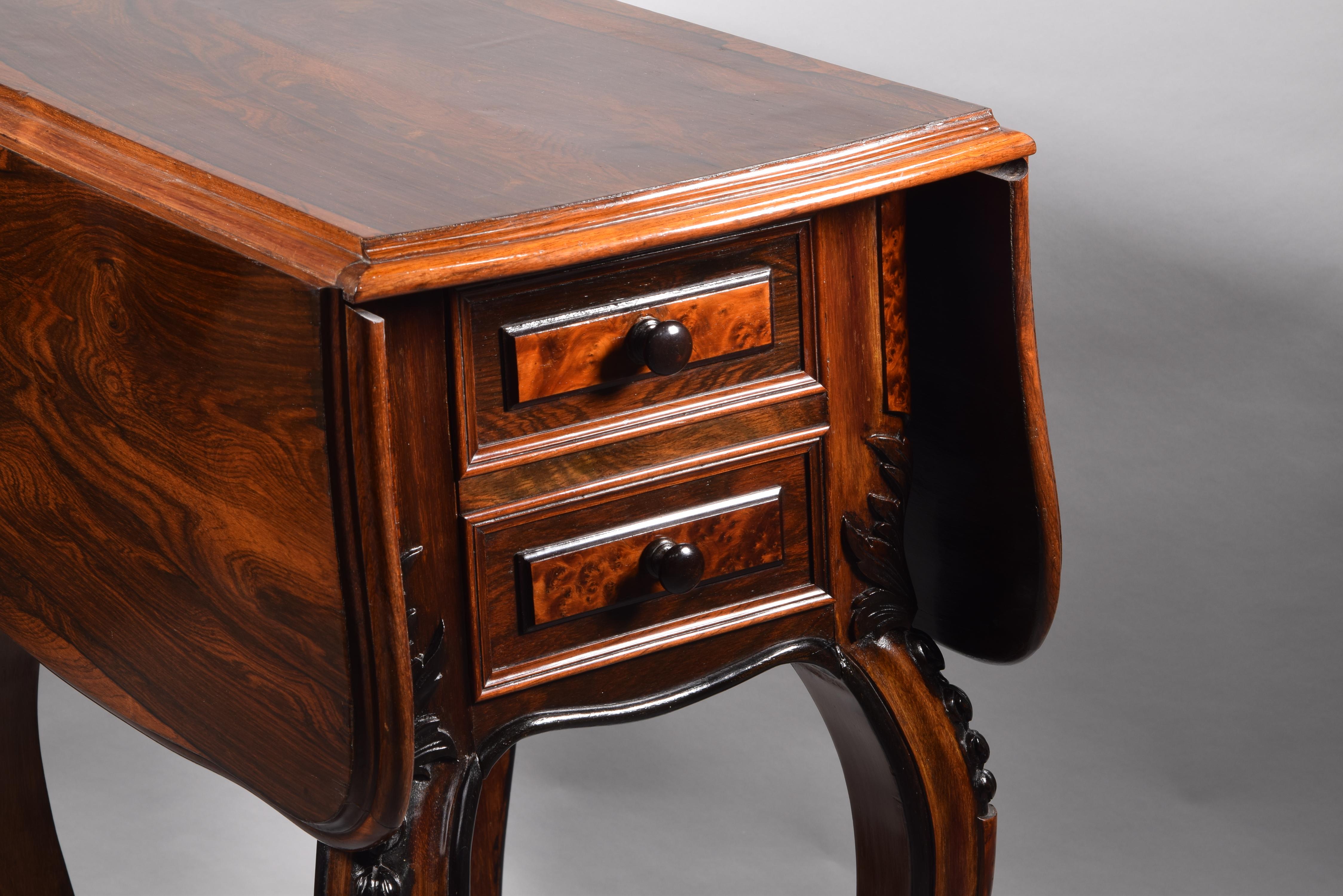 Sewing Table with Wings, Palosanto or Rosewood Wood, 19th Century For Sale 13