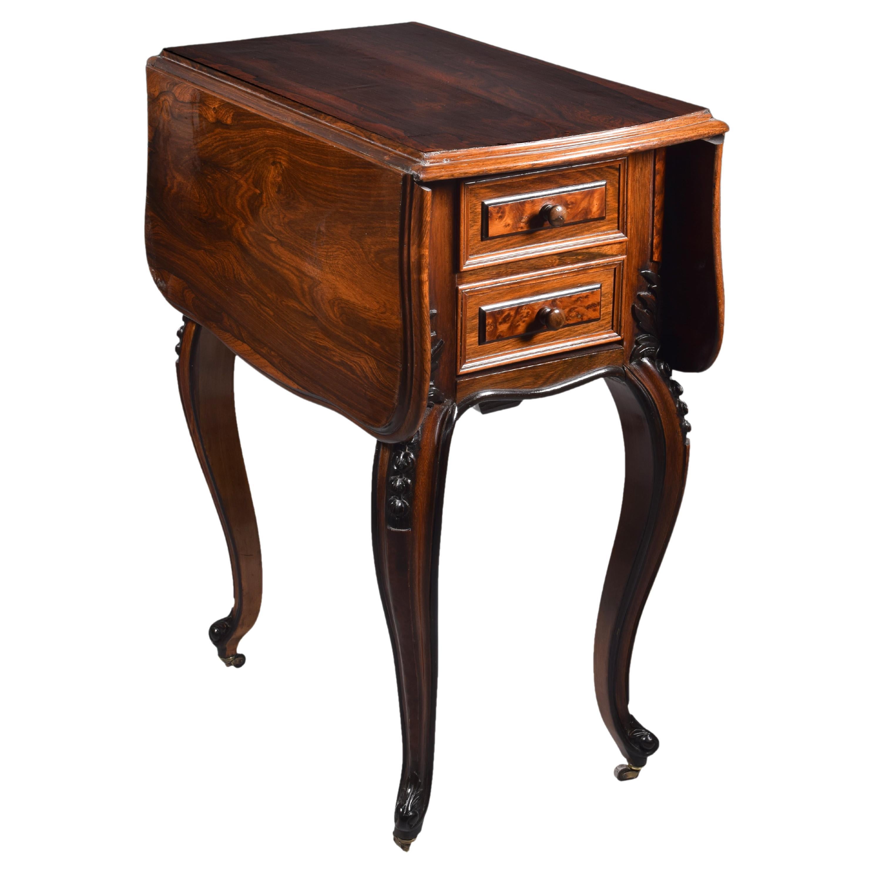 Sewing Table with Wings, Palosanto or Rosewood Wood, 19th Century For Sale