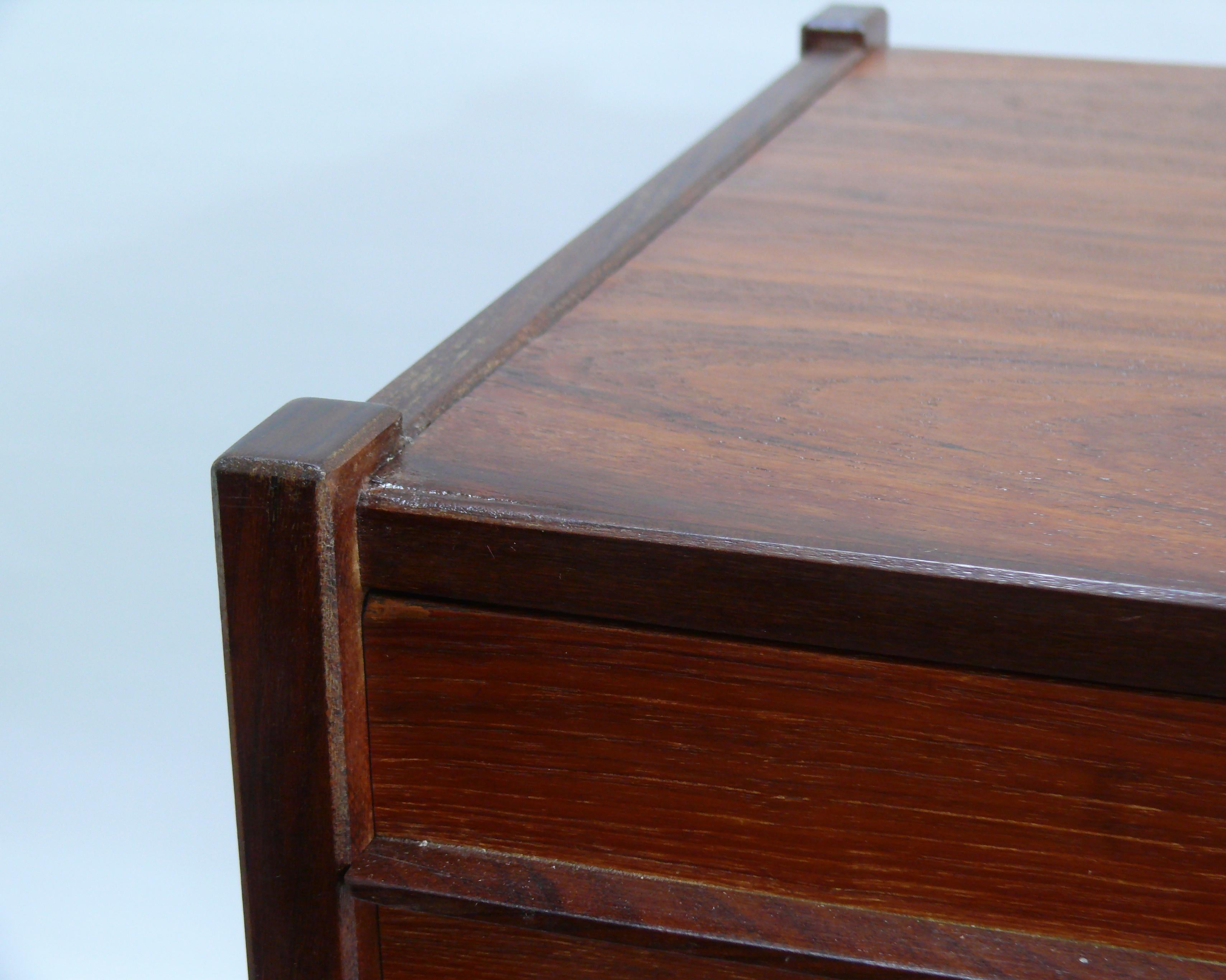 Brass Sewing trolley with drawer and basket - teak/rosewood - Danish design, 1960s For Sale