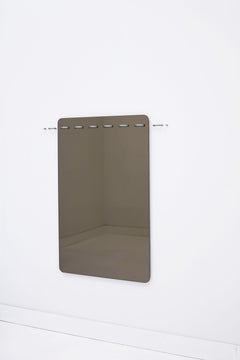 Sewn Bronze Tinted Mirror with Polished Glass Edges and Satin Silver Stitches
