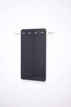 Sewn Mirror in Smoke Tinted Glass with Polished Edges and Satin Silver Stitches