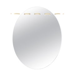 Sewn Surfaces Mirror, Oval with Brass Stitches by Debra Folz