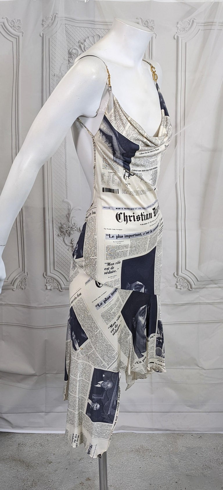Sex and The City 2, Iconic John Galliano for Christian Dior Newsprint Dress For Sale 5