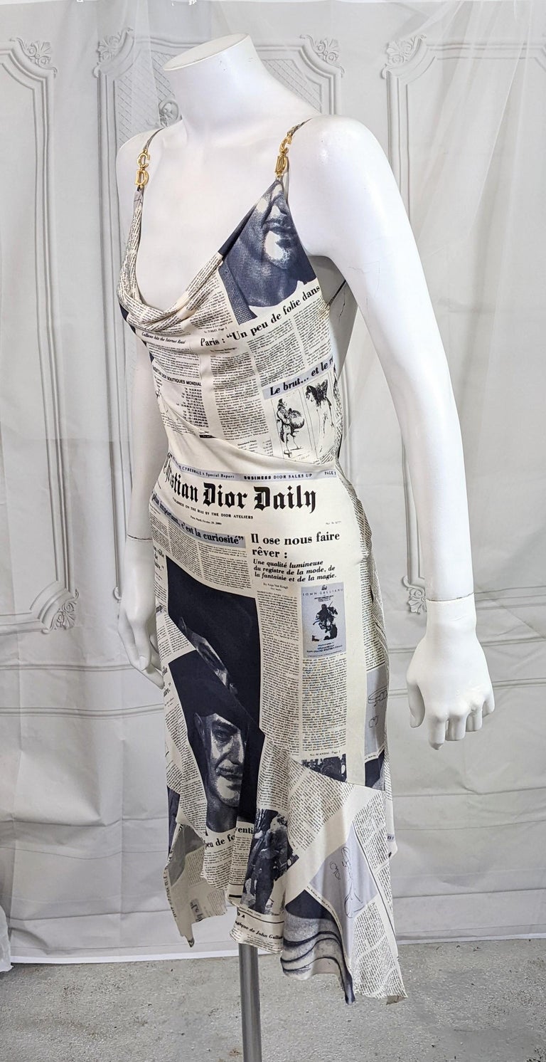 Gray Sex and The City 2, Iconic John Galliano for Christian Dior Newsprint Dress For Sale