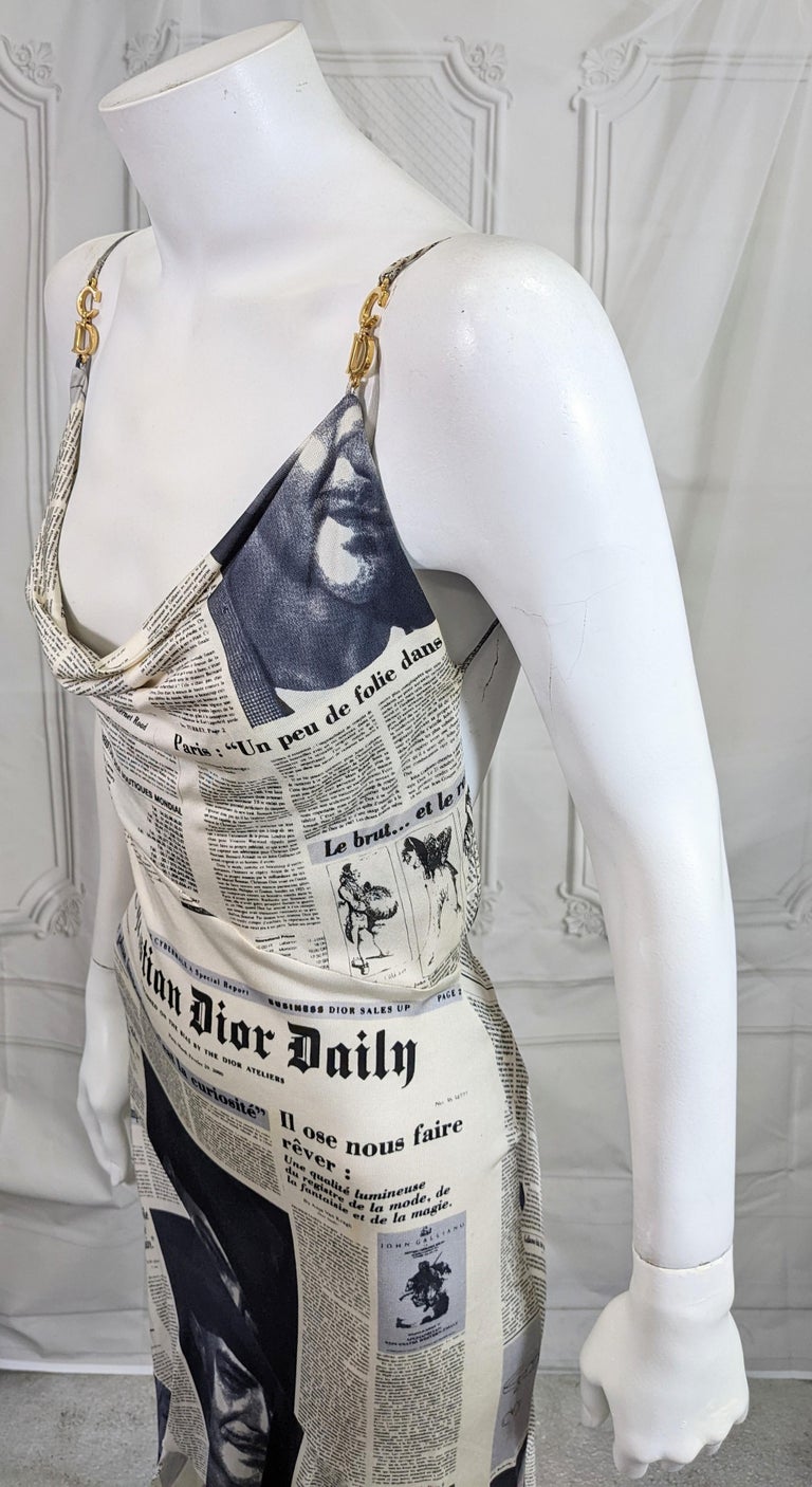 Sex and The City 2, Iconic John Galliano for Christian Dior Newsprint Dress In Good Condition For Sale In New York, NY