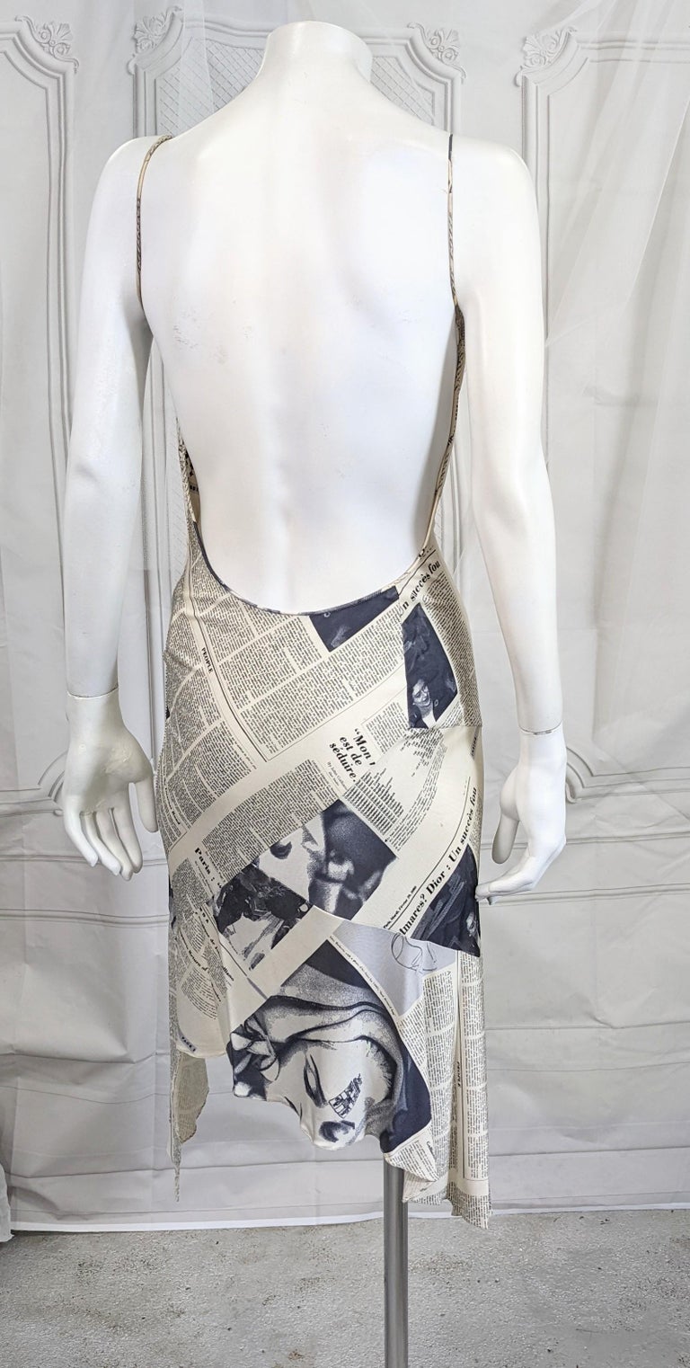 Women's Sex and The City 2, Iconic John Galliano for Christian Dior Newsprint Dress For Sale