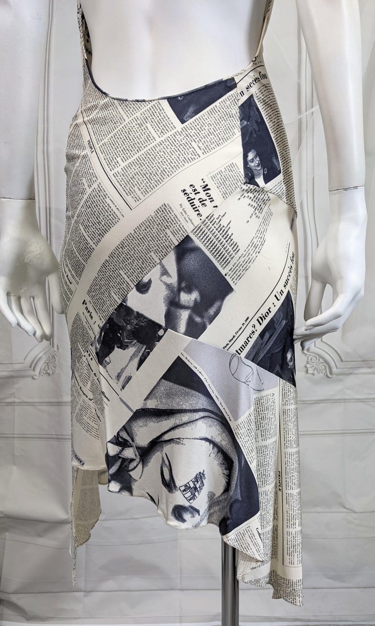 Worn in Sex and The City 2, Iconic John Galliano Christian Dior Newsprint  Dress For Sale at 1stDibs