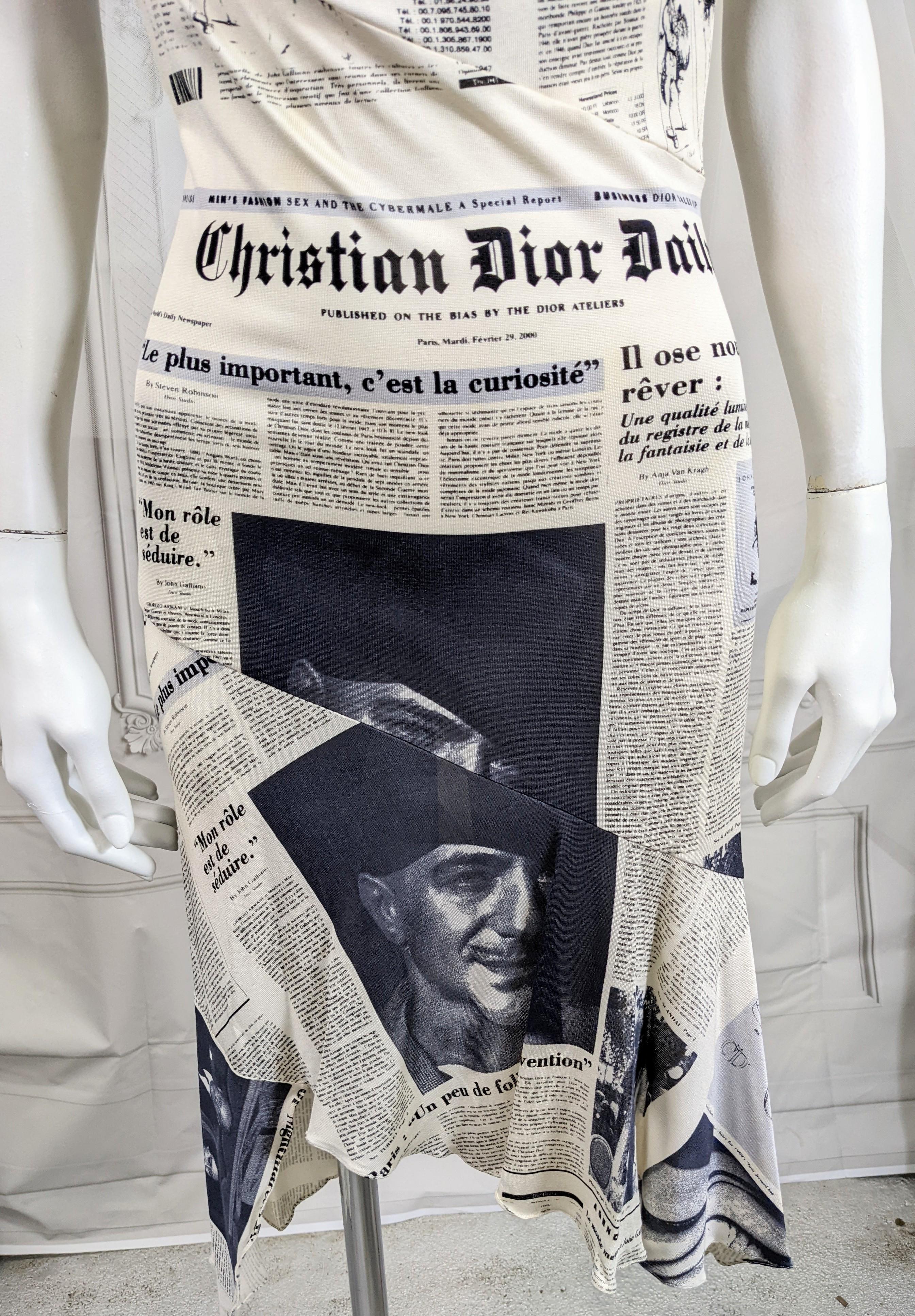 Worn in Sex and The City 2, Iconic John Galliano Christian Dior Newsprint Dress  In Good Condition For Sale In New York, NY