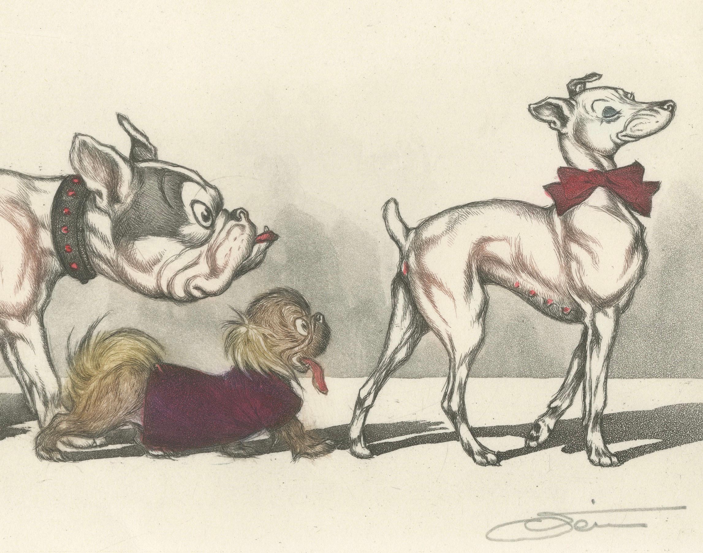 Sex Appeal – Humorous Etching by Boris O’Klein, Dirty Dogs of Paris, ca.1930