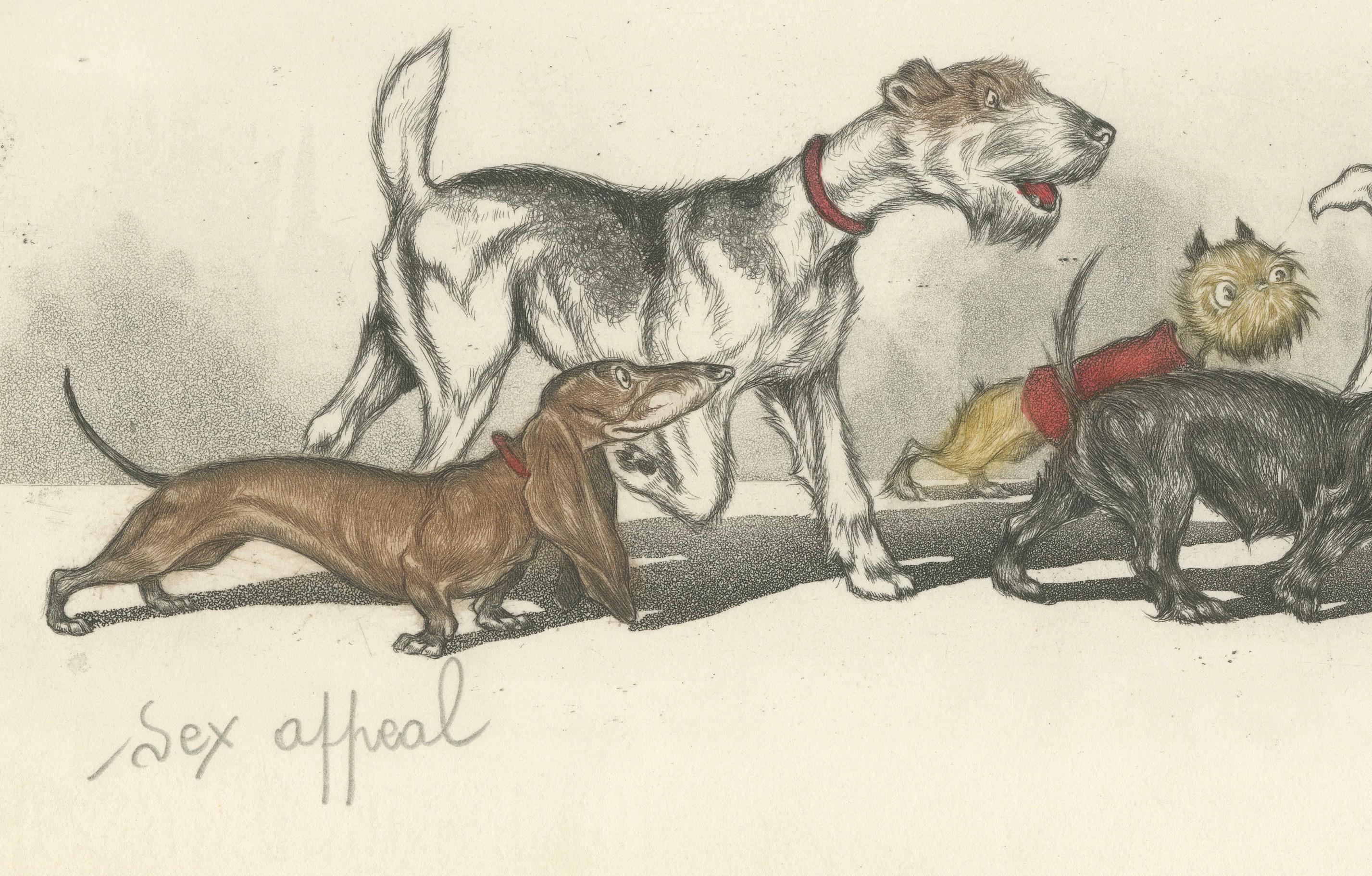 Sex Appeal – Humorous Etching by Boris O’Klein, Dirty Dogs of Paris, ca.1930