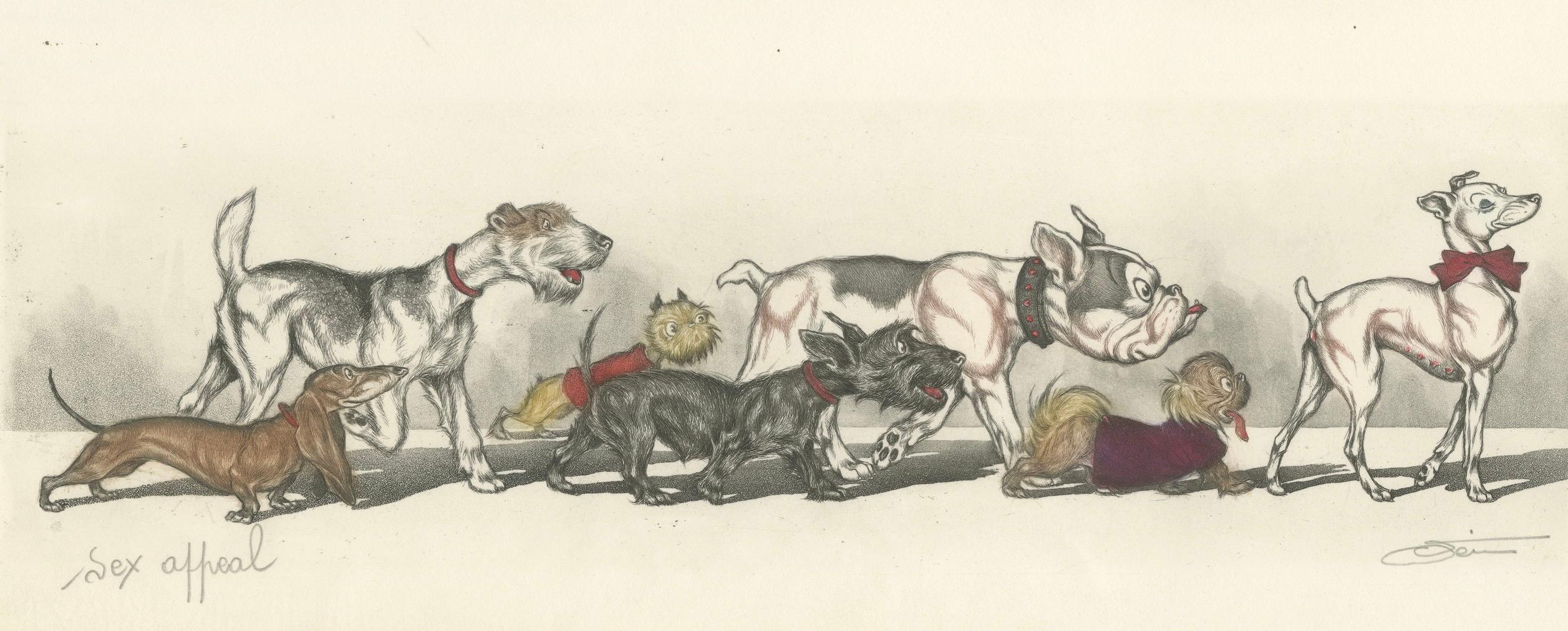 Sex Appeal – Humorous Etching by Boris O’Klein, Dirty Dogs of Paris, ca.1930