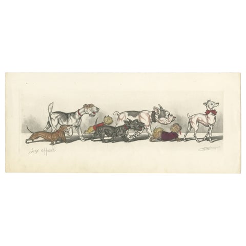 Sex Appeal, Humorous Etching by Boris O’Klein, Dirty Dogs of Paris, ca.1930