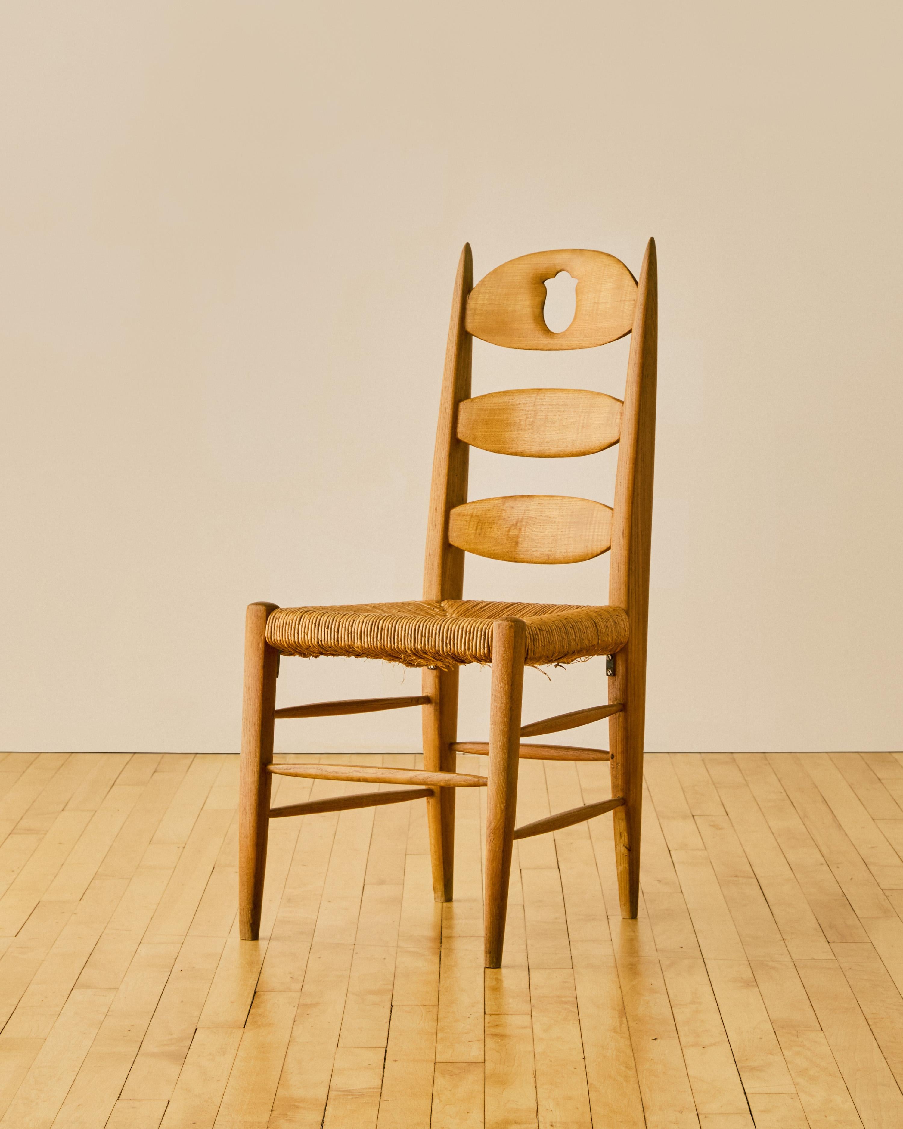 Sex of Six French Carved Back Dining Chairs c. 1960's im Angebot 6