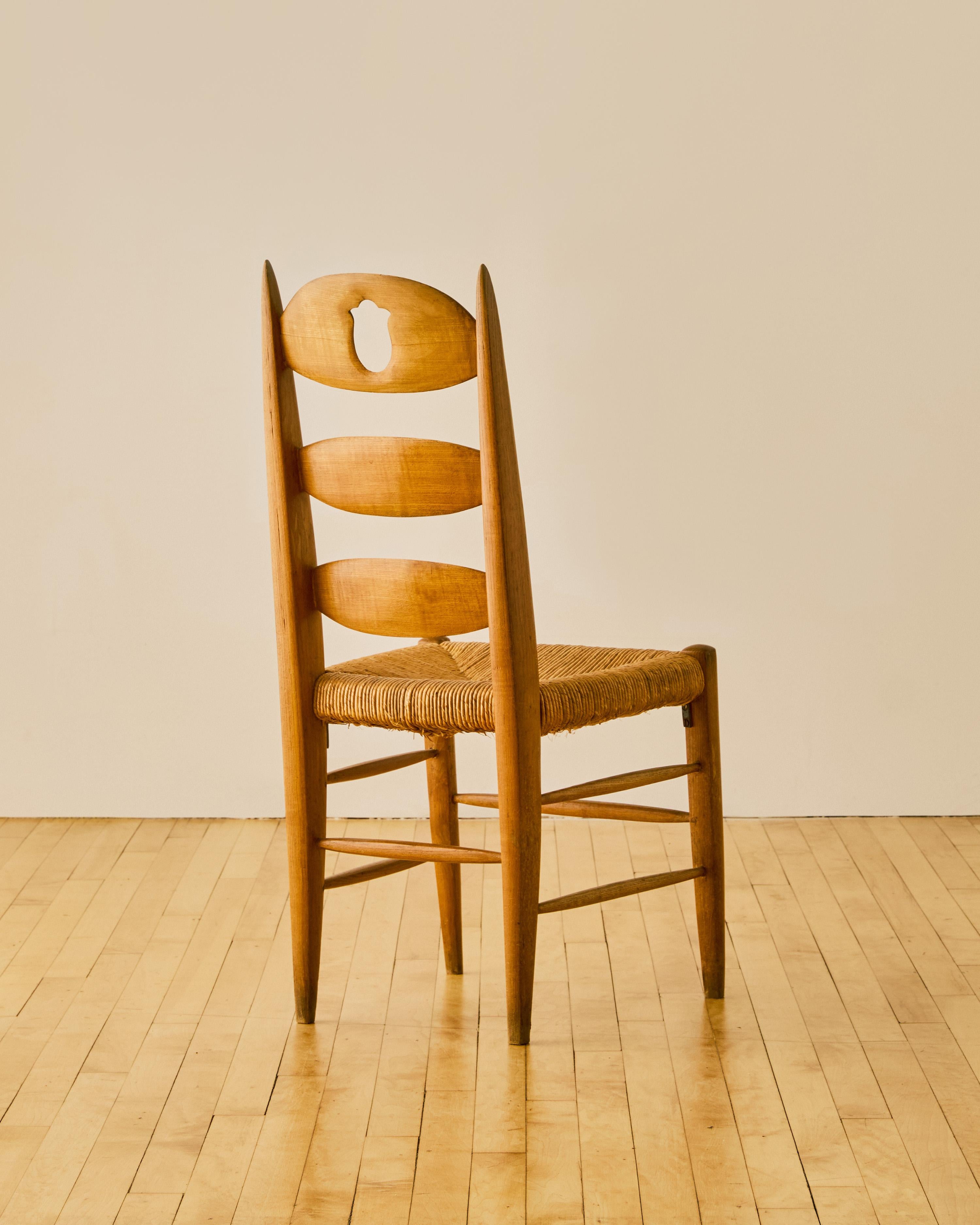 Sex of Six French Carved Back Dining Chairs c. 1960's im Angebot 7
