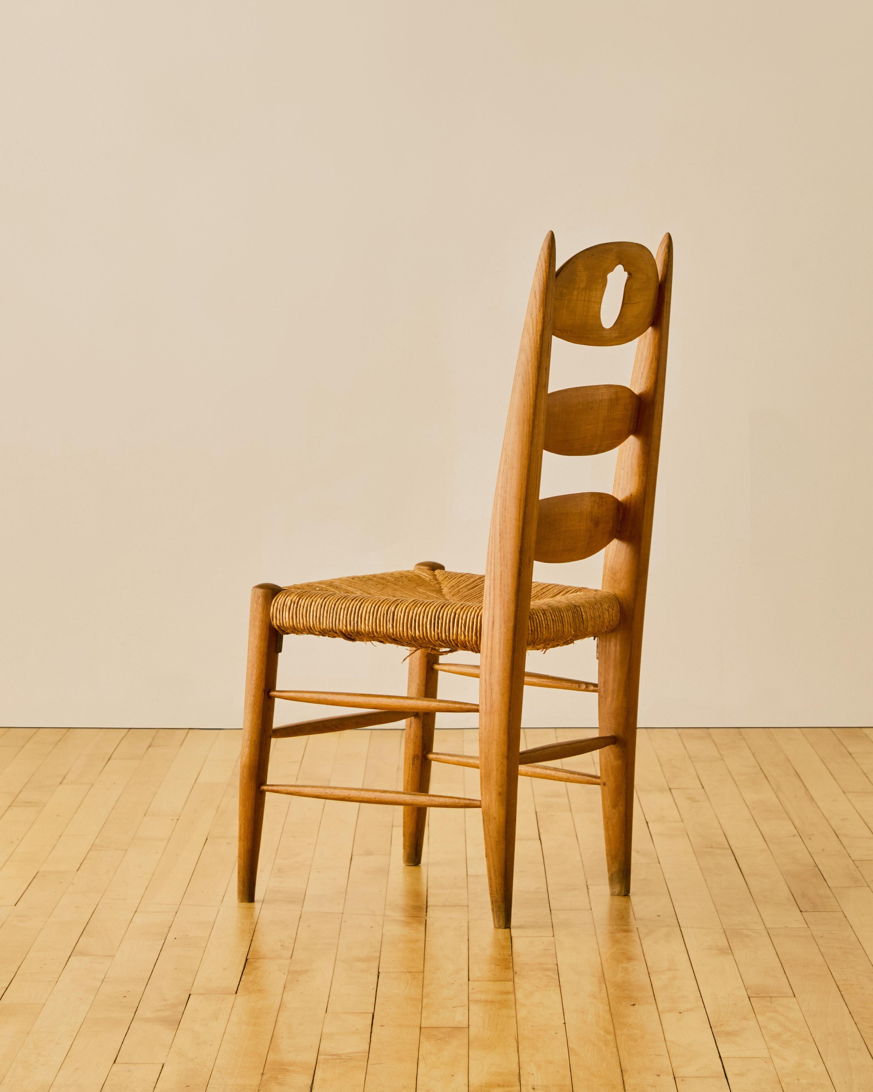 Sex of Six French Carved Back Dining Chairs c. 1960's im Angebot 8