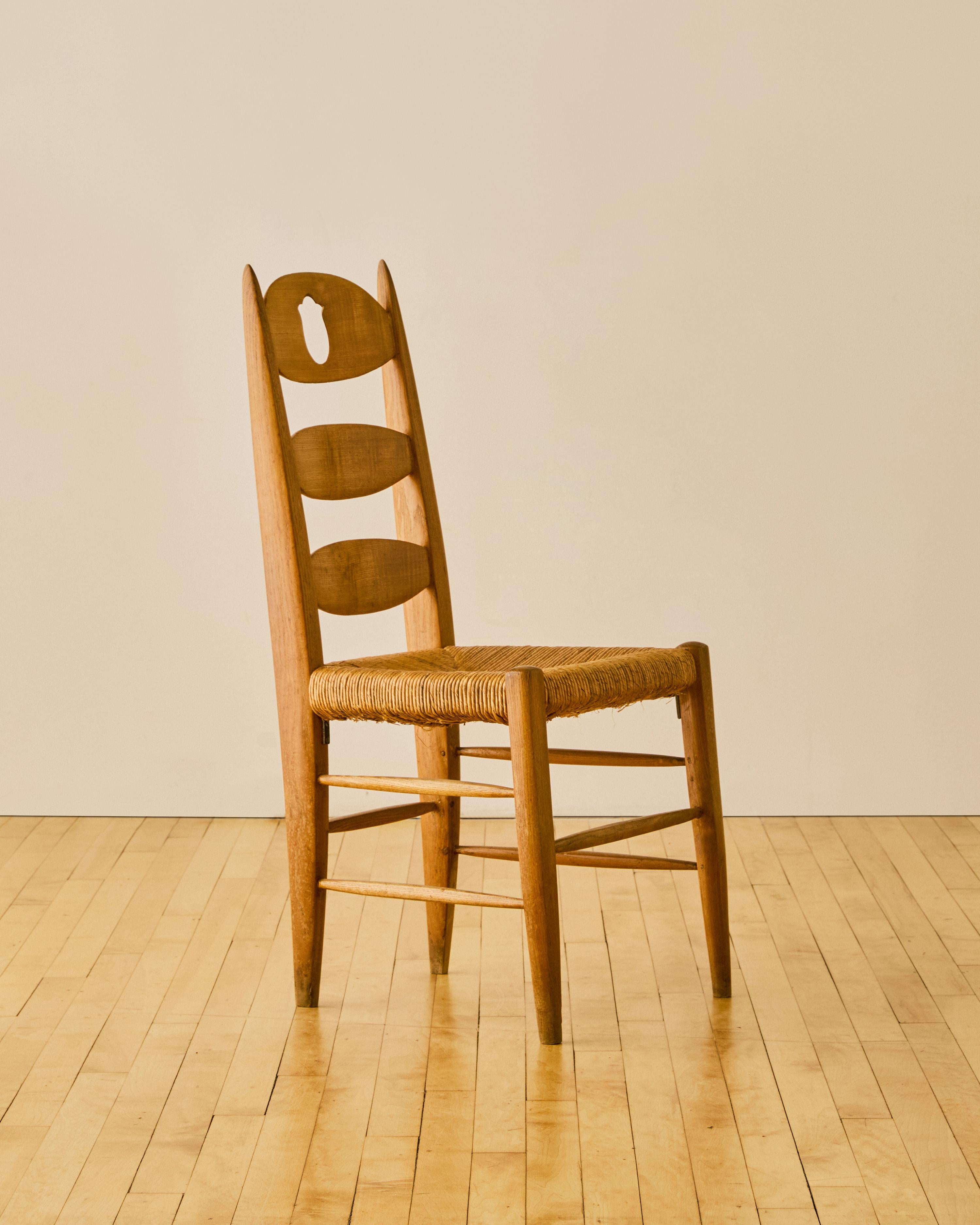 Sex of Six French Carved Back Dining Chairs c. 1960's im Angebot 9