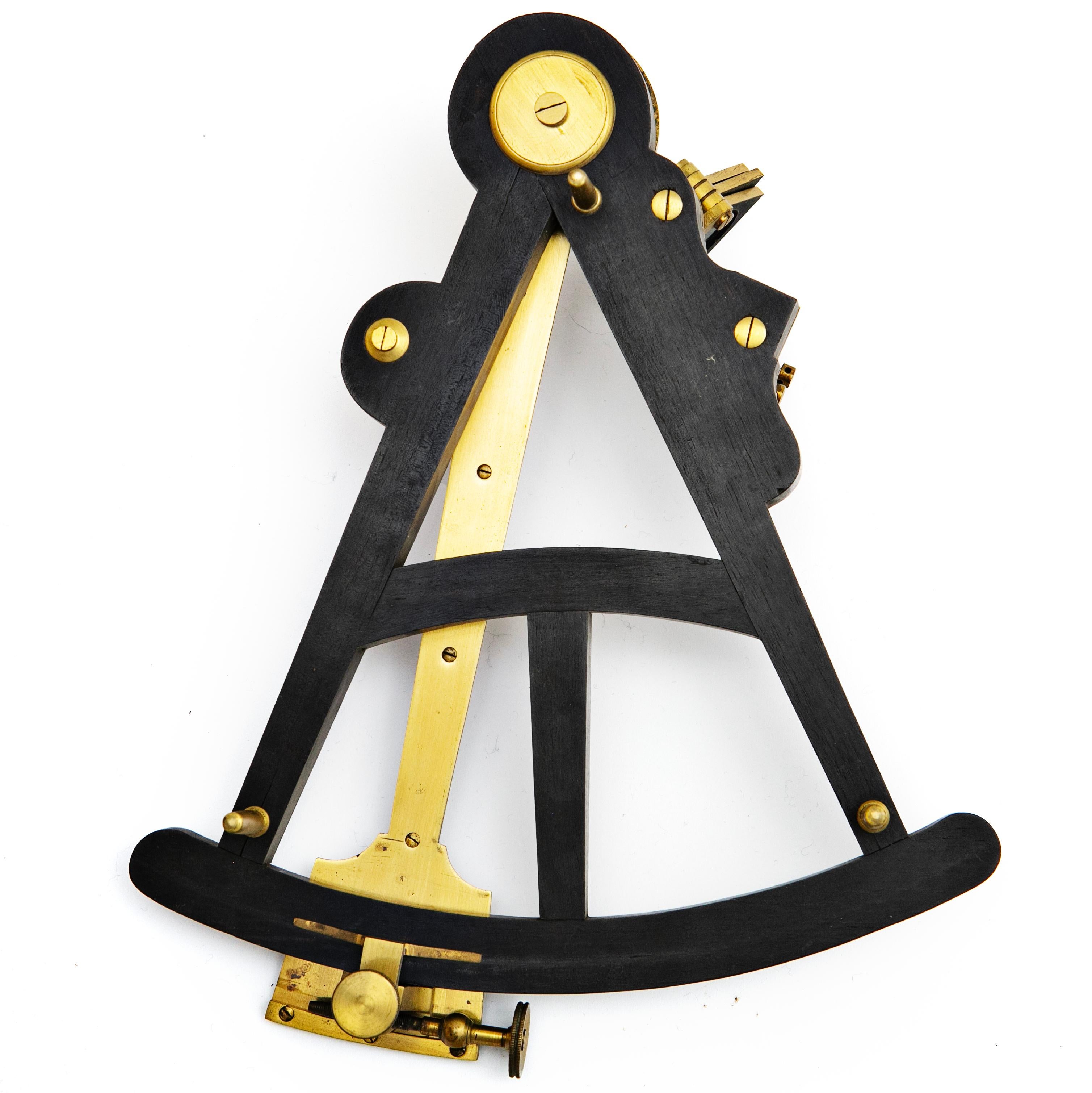 Brass Sextant in Original Mahogany Case, England c. 1900