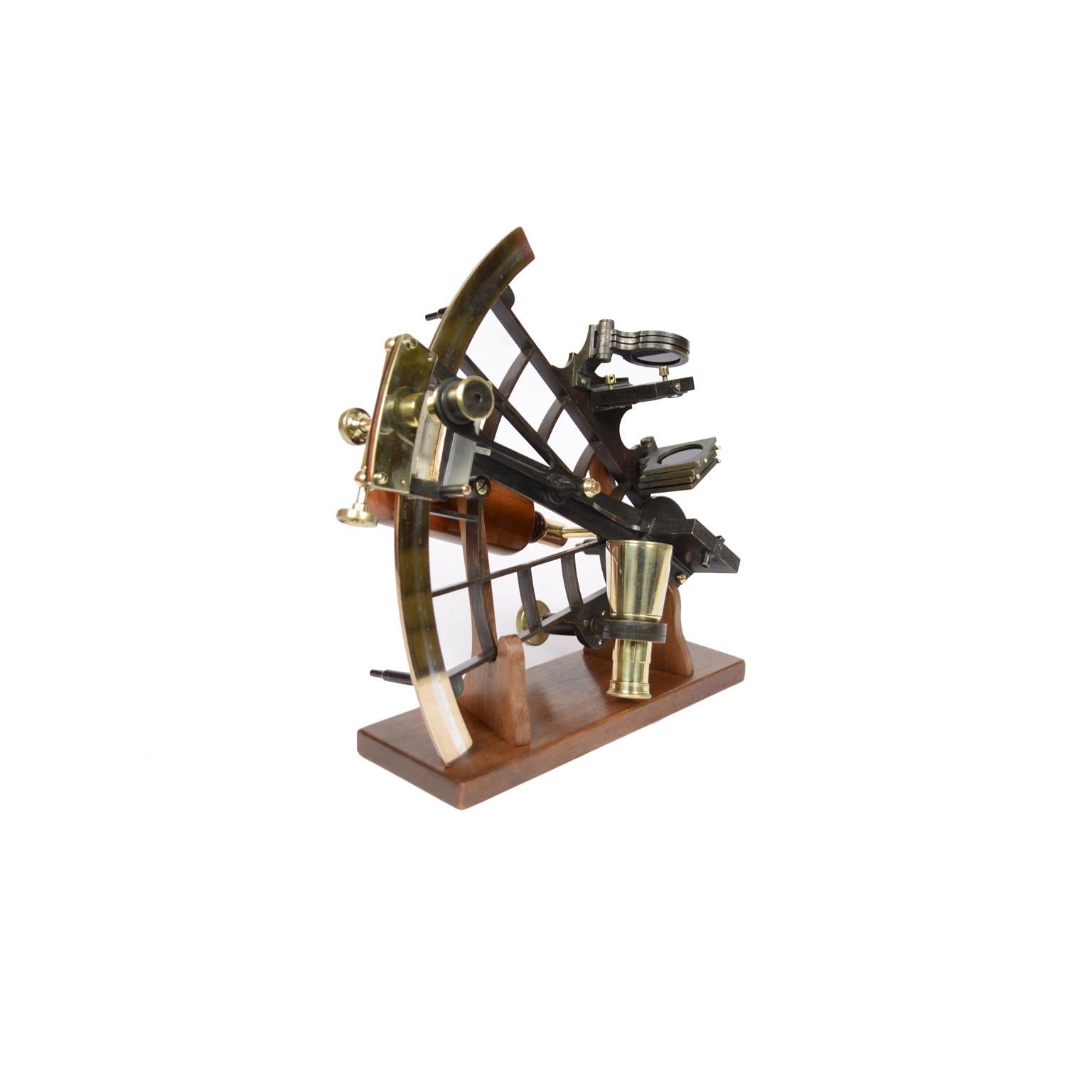 Late 19th Century Sextant of Burnished Brass Made in Wales