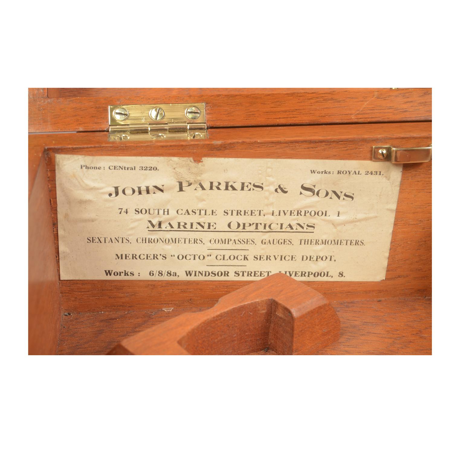 1900s Brass Nautical Sextant Signed HEATH & C Mahogany Box Antique Marine Tool 9