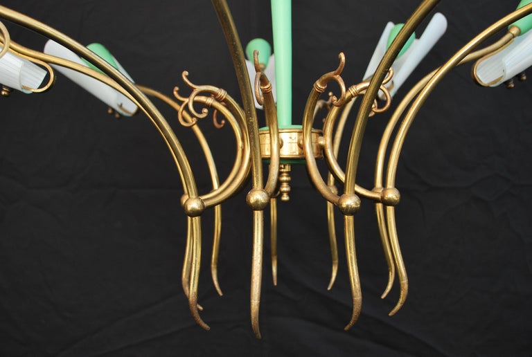 Sexy 1950's Italian Chandelier Attributed to Stilnovo For Sale at 1stDibs