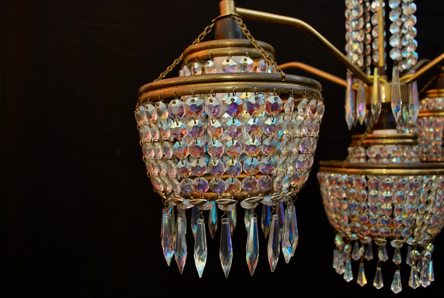 American Sexy 1960s Crystal Chandelier For Sale