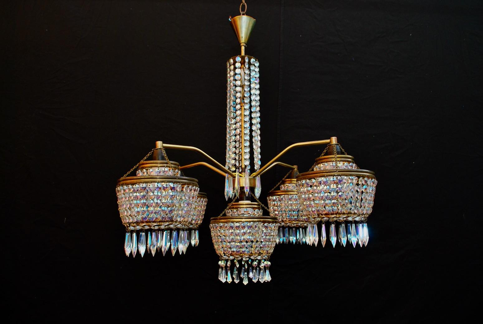 Sexy 1960s Crystal Chandelier In Good Condition For Sale In Los Angeles, CA