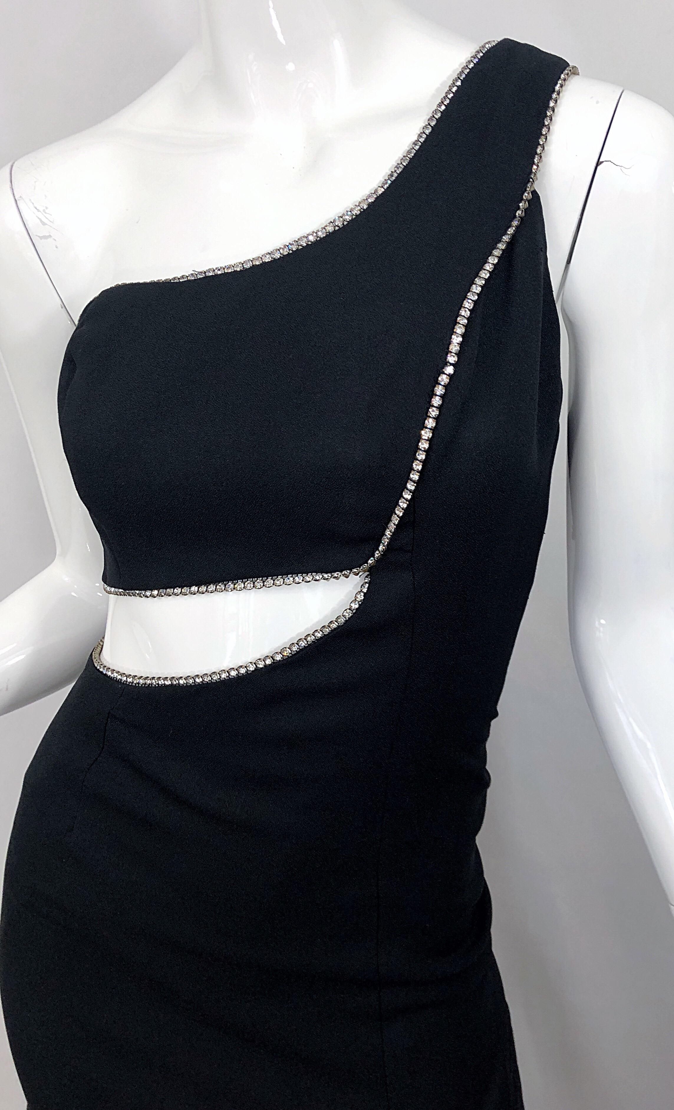 black cut out dress with rhinestones