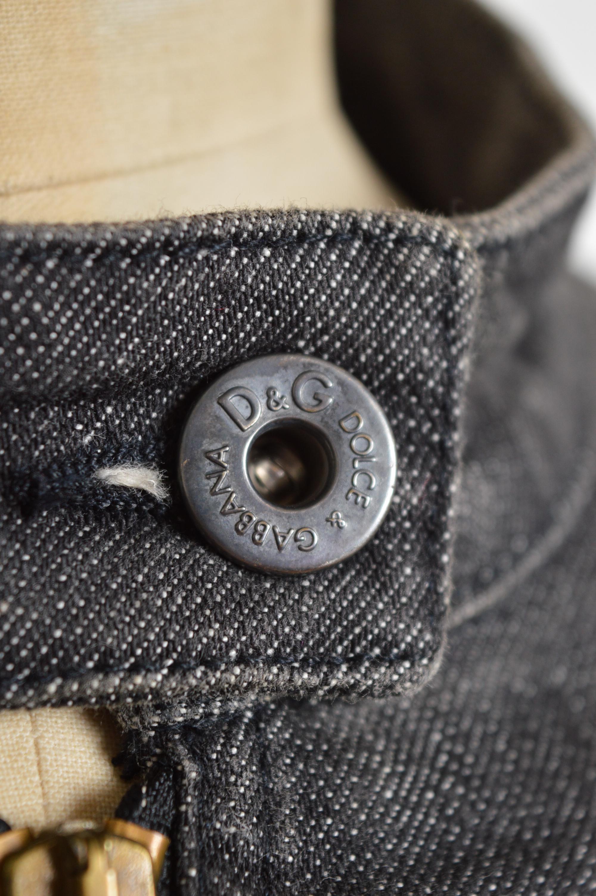 Sexy 2000’s Dolce & Gabbana Y2k Charcoal Grey fitted denim corset Jacket For Sale 1