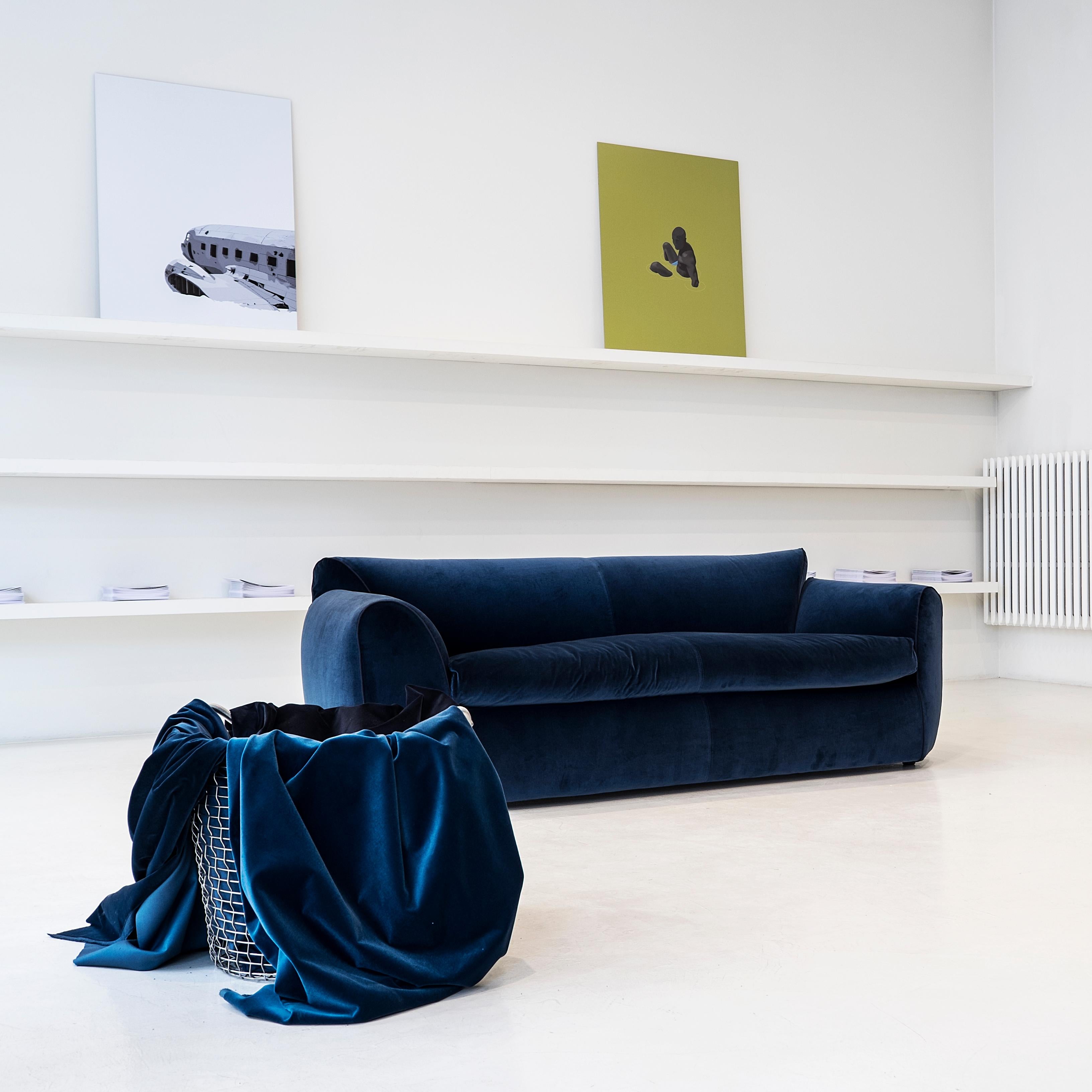 Other 21st Century Modern Italian Sofa Upholstered In Cotton Velvet For Sale