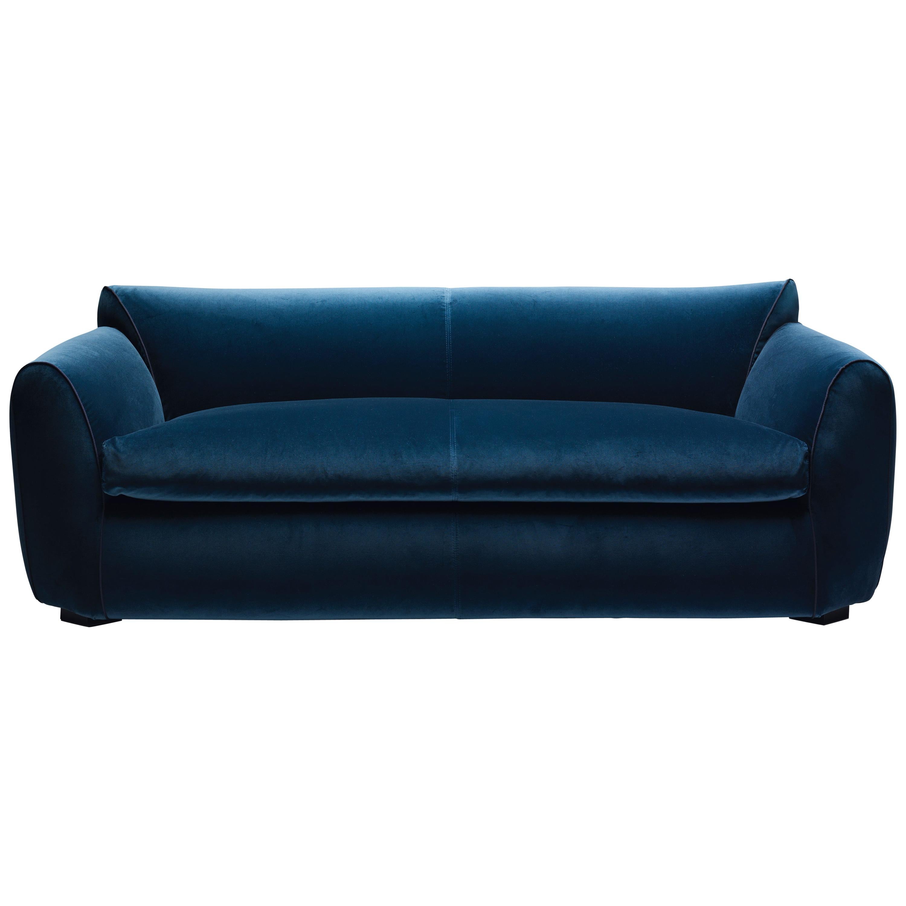Modernes italienisches Sofa des 21. Jahrhunderts, gepolstert mit Baumwollsamt
