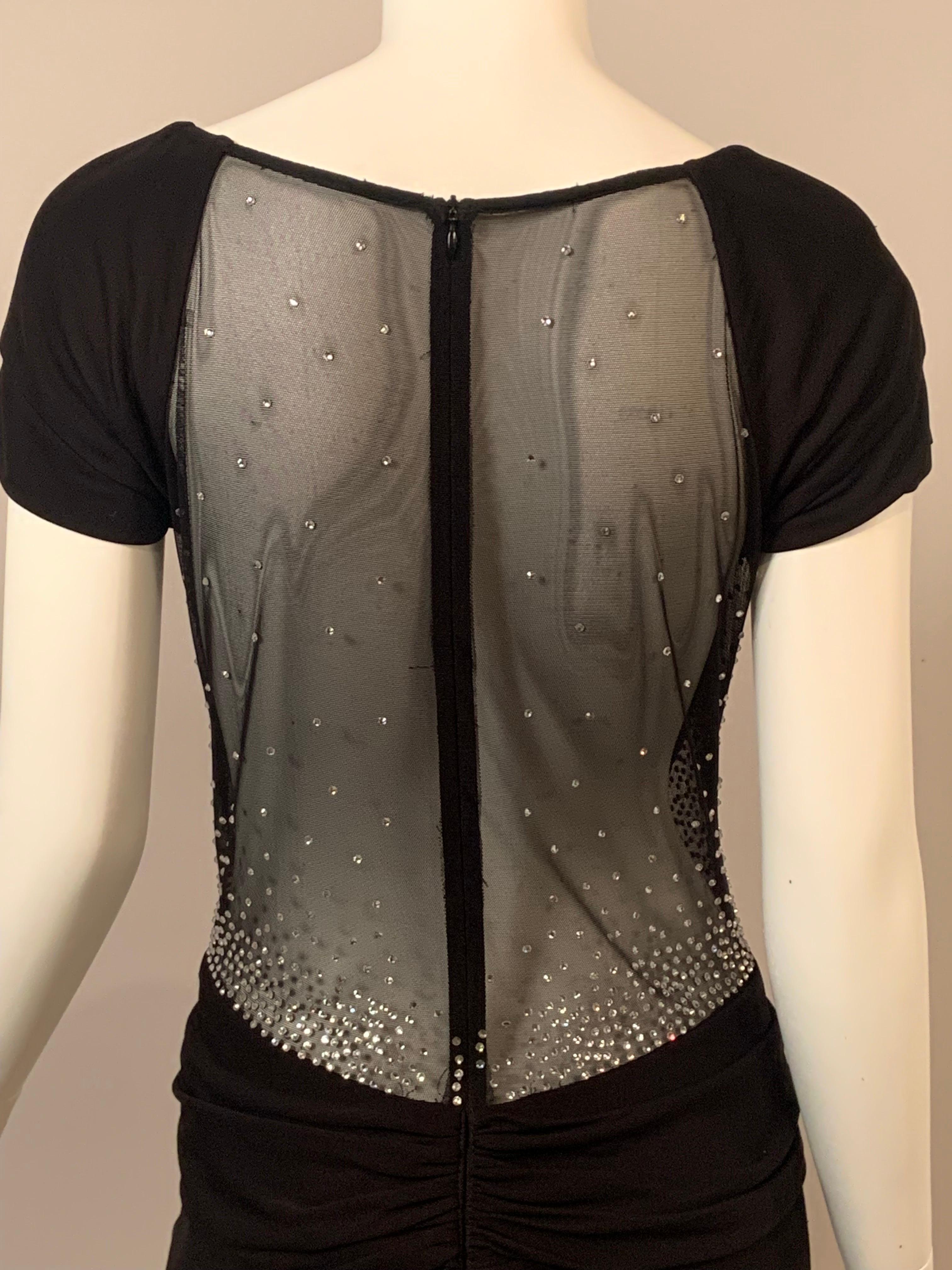Sexy Black Gown with Rhinestone Studded Sheer Back and Sides For Sale 6