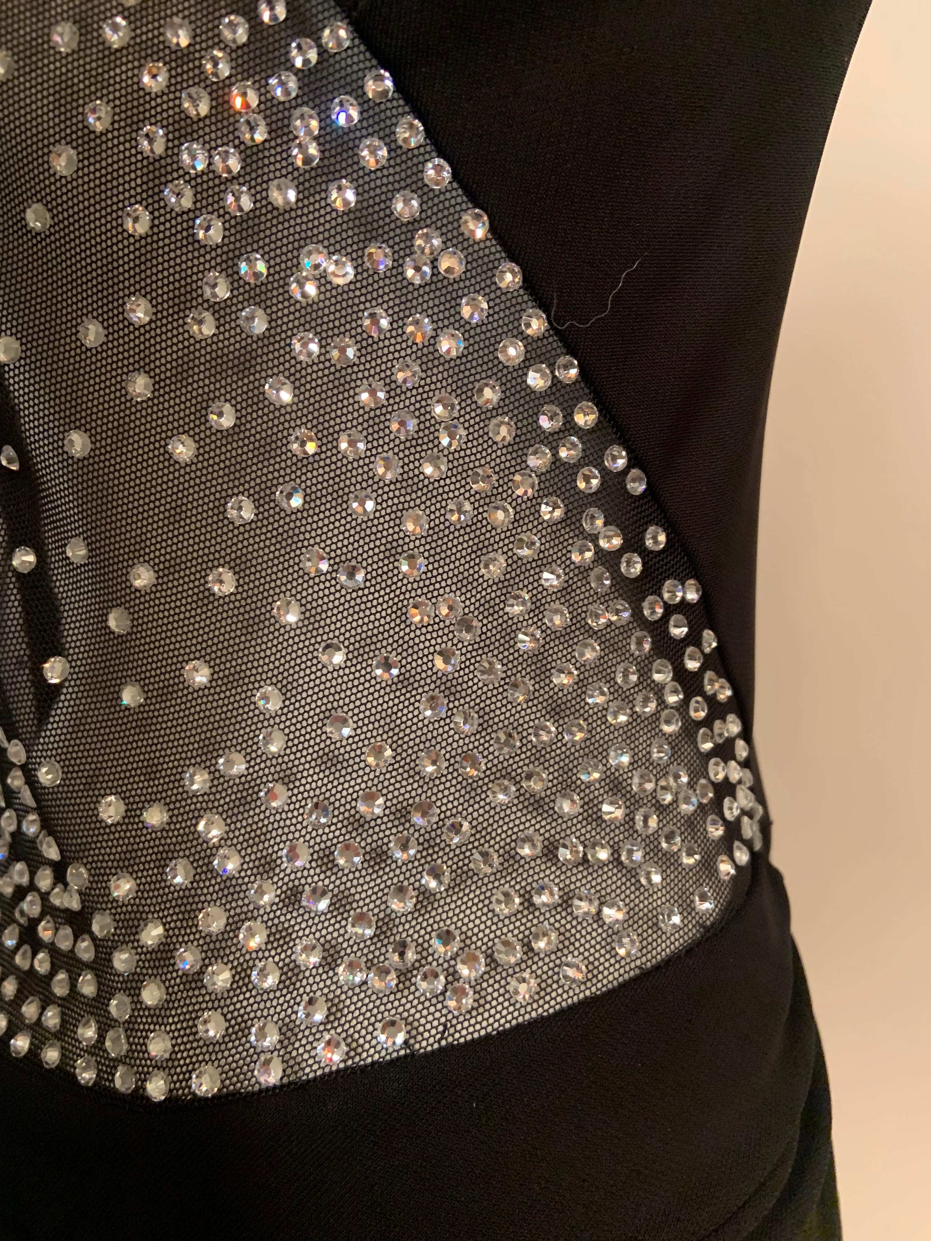 Sexy Black Gown with Rhinestone Studded Sheer Back and Sides For Sale 7