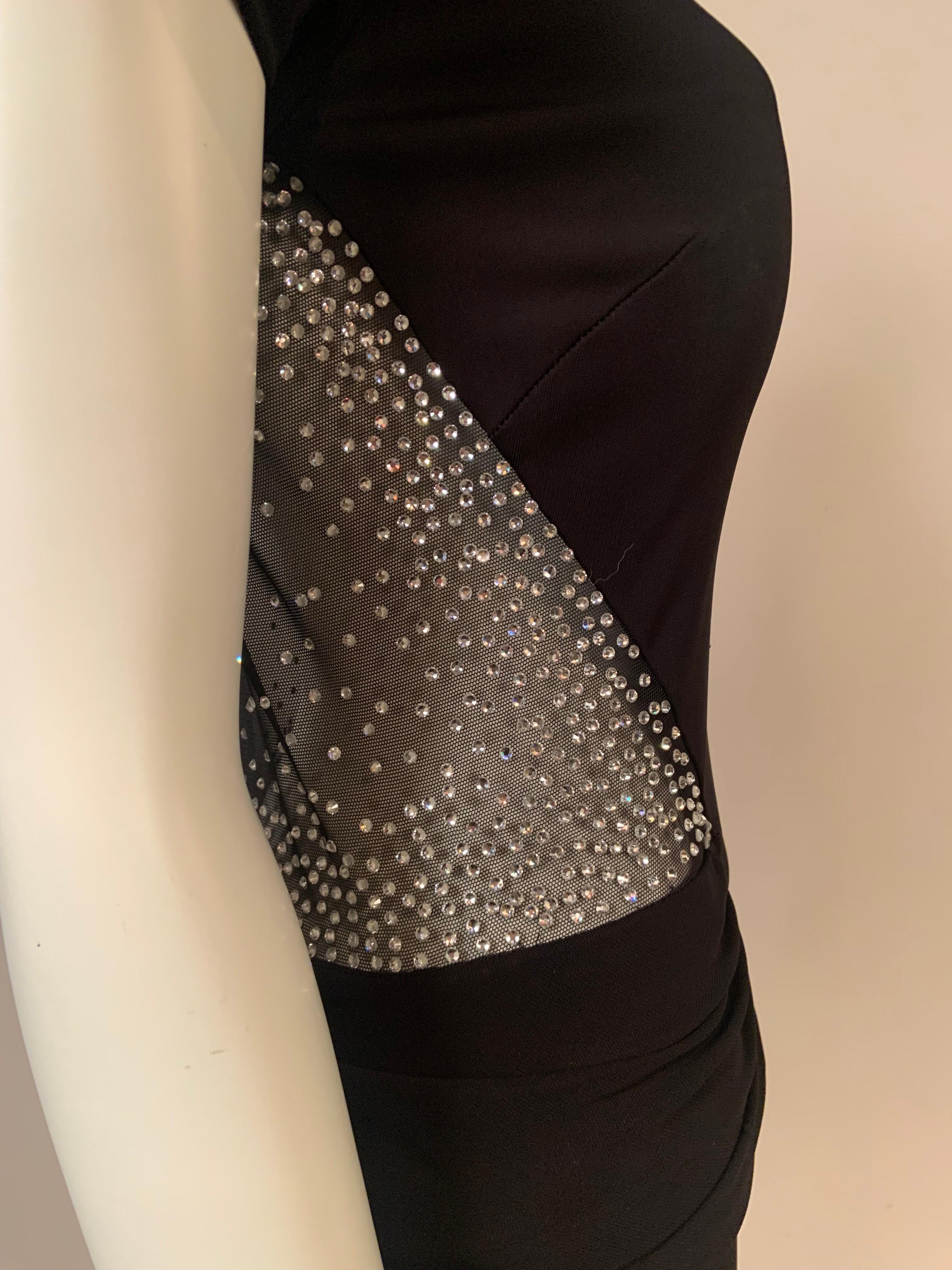 Sexy Black Gown with Rhinestone Studded Sheer Back and Sides For Sale 8