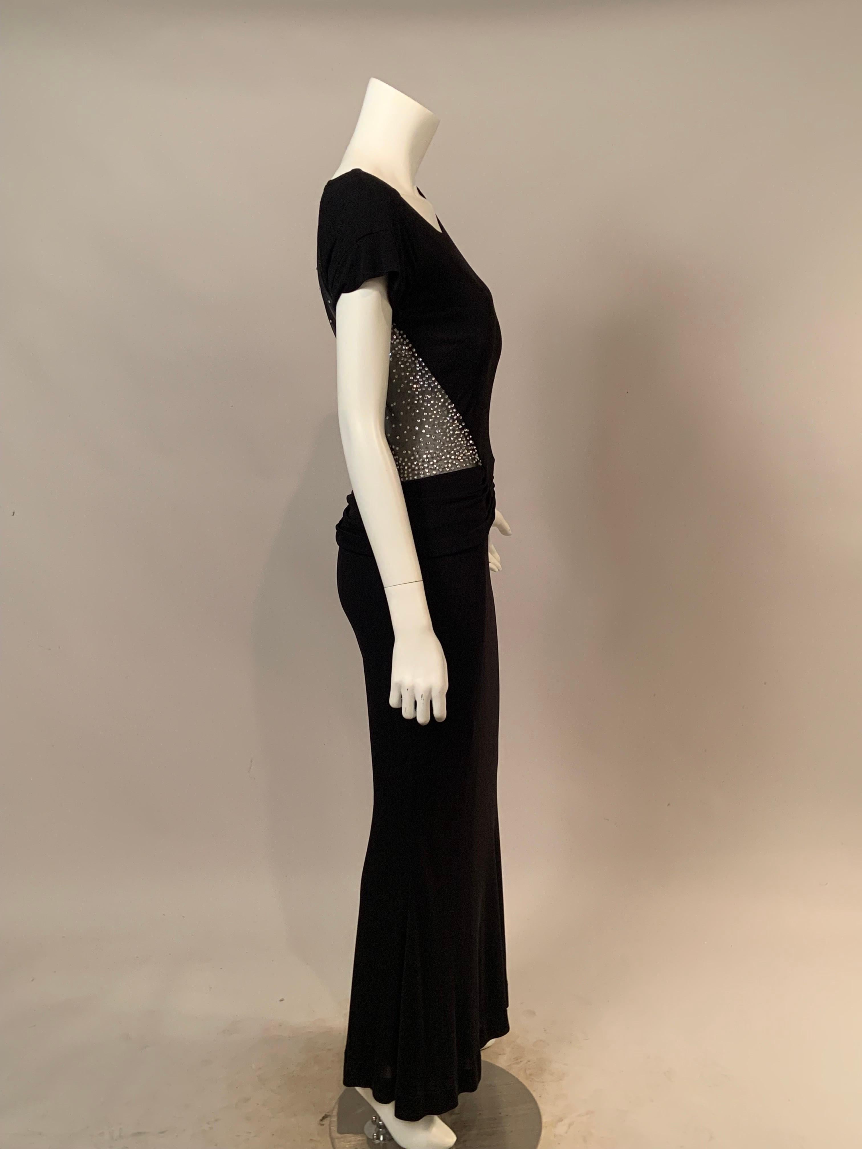 Sexy Black Gown with Rhinestone Studded Sheer Back and Sides For Sale 9