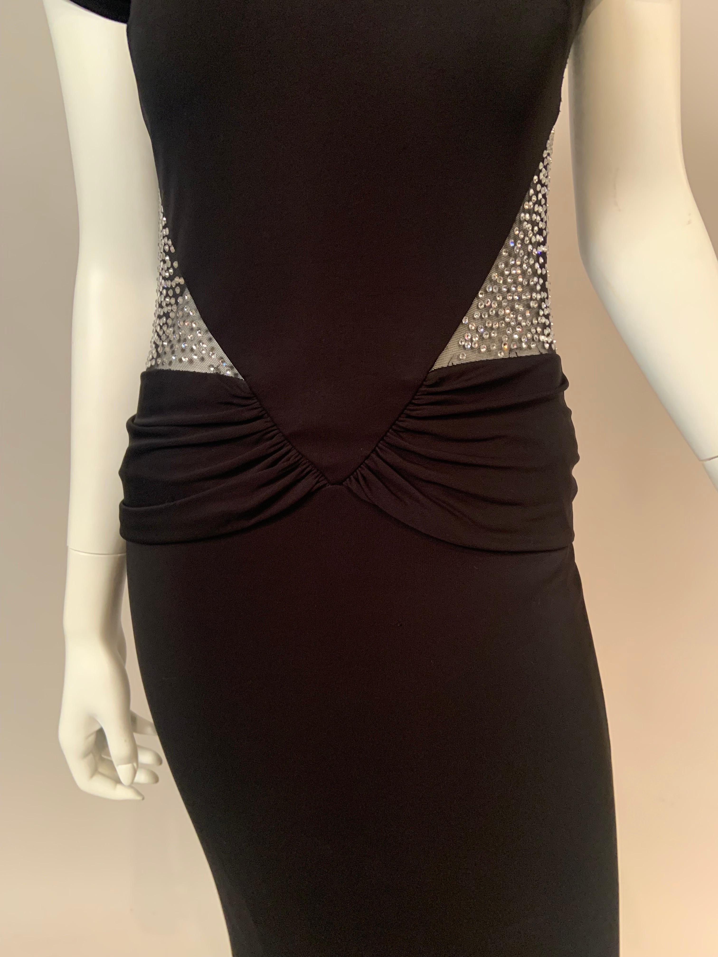 Sexy Black Gown with Rhinestone Studded Sheer Back and Sides For Sale 11