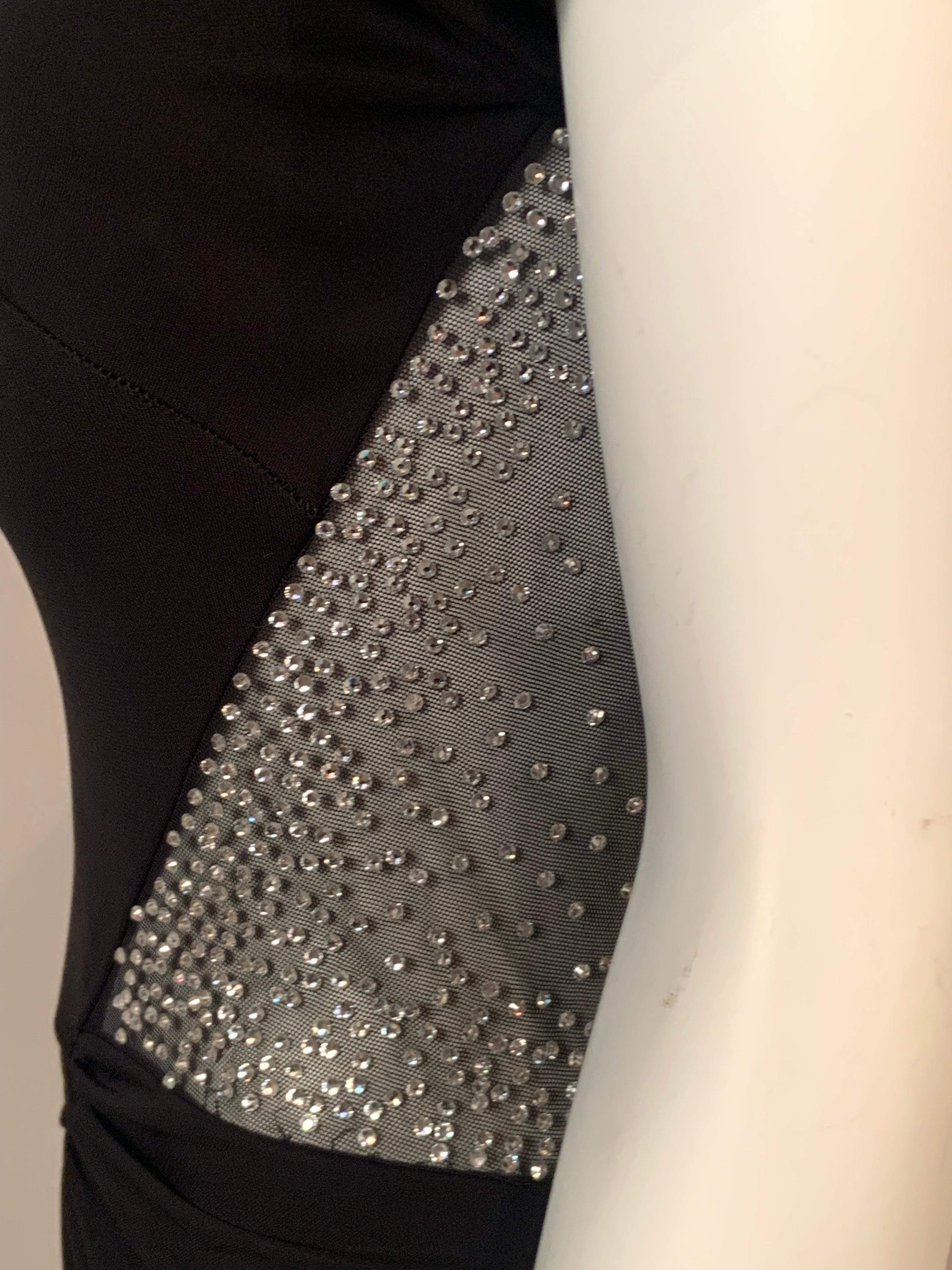 Sexy Black Gown with Rhinestone Studded Sheer Back and Sides For Sale 3