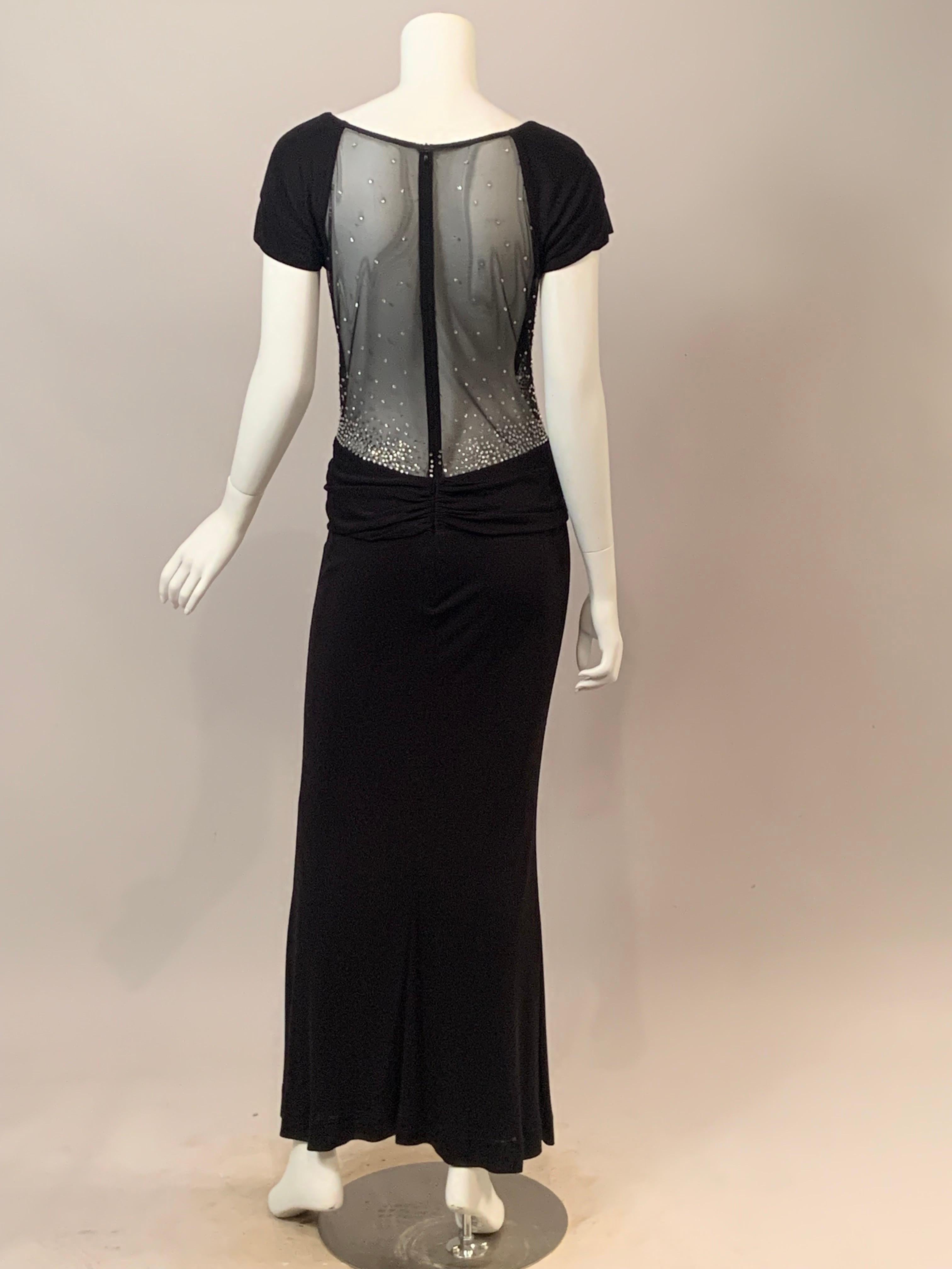 Sexy Black Gown with Rhinestone Studded Sheer Back and Sides For Sale 5