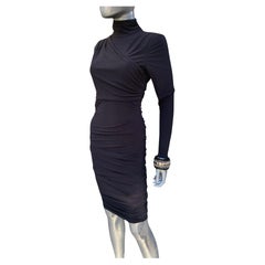 Sexy Body Fitted Knit Draped and Ruched Black Not-Basic Black Dress Size 4-6 Sexy Body Fitted Knit Draped and Ruched Black Not-Basic Black Dress Size 4-6