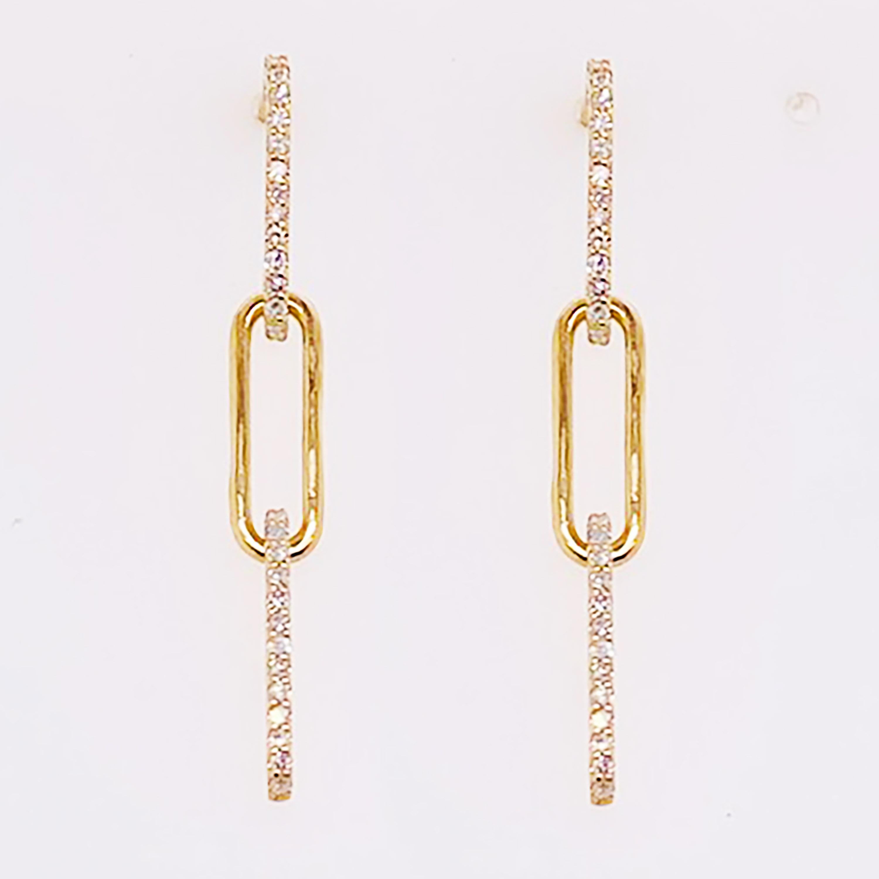 Sexy Diamant-Papierclip-Ohrringe 14K Gold .21 Karat Diamant-Gliederohrring-Ohrhänger (Moderne) im Angebot