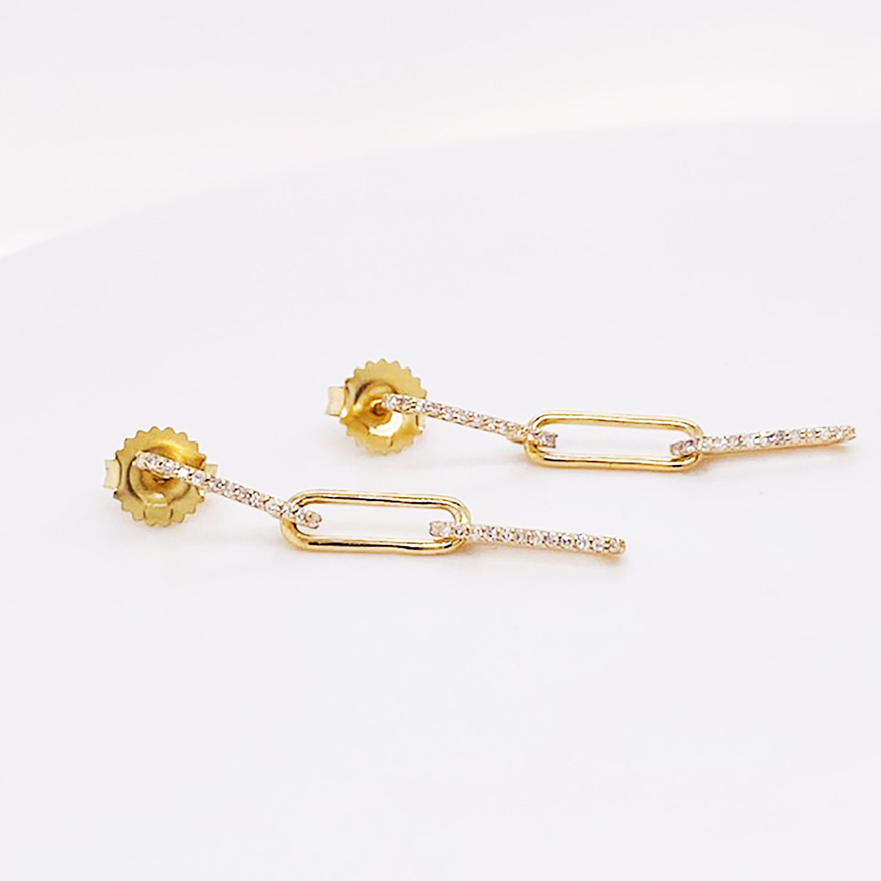 Sexy Diamant-Papierclip-Ohrringe 14K Gold .21 Karat Diamant-Gliederohrring-Ohrhänger (Rundschliff) im Angebot