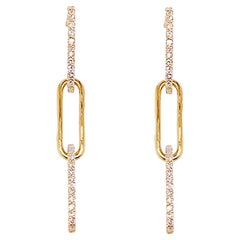 Boucles d'oreilles sexy en or 14K avec trombones et diamants .21 Carat Link Earring Dangles