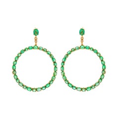  Emerald and Diamond Front Facing Hoops